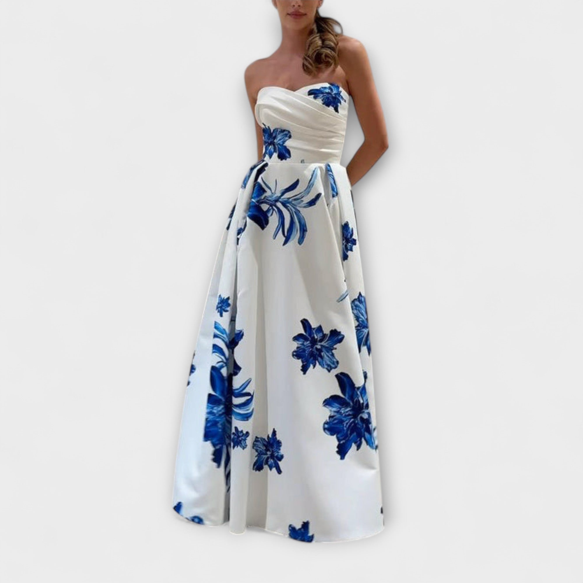 Rosalie - Stilfuld Off-Shoulder Blomster Maxi Kjole