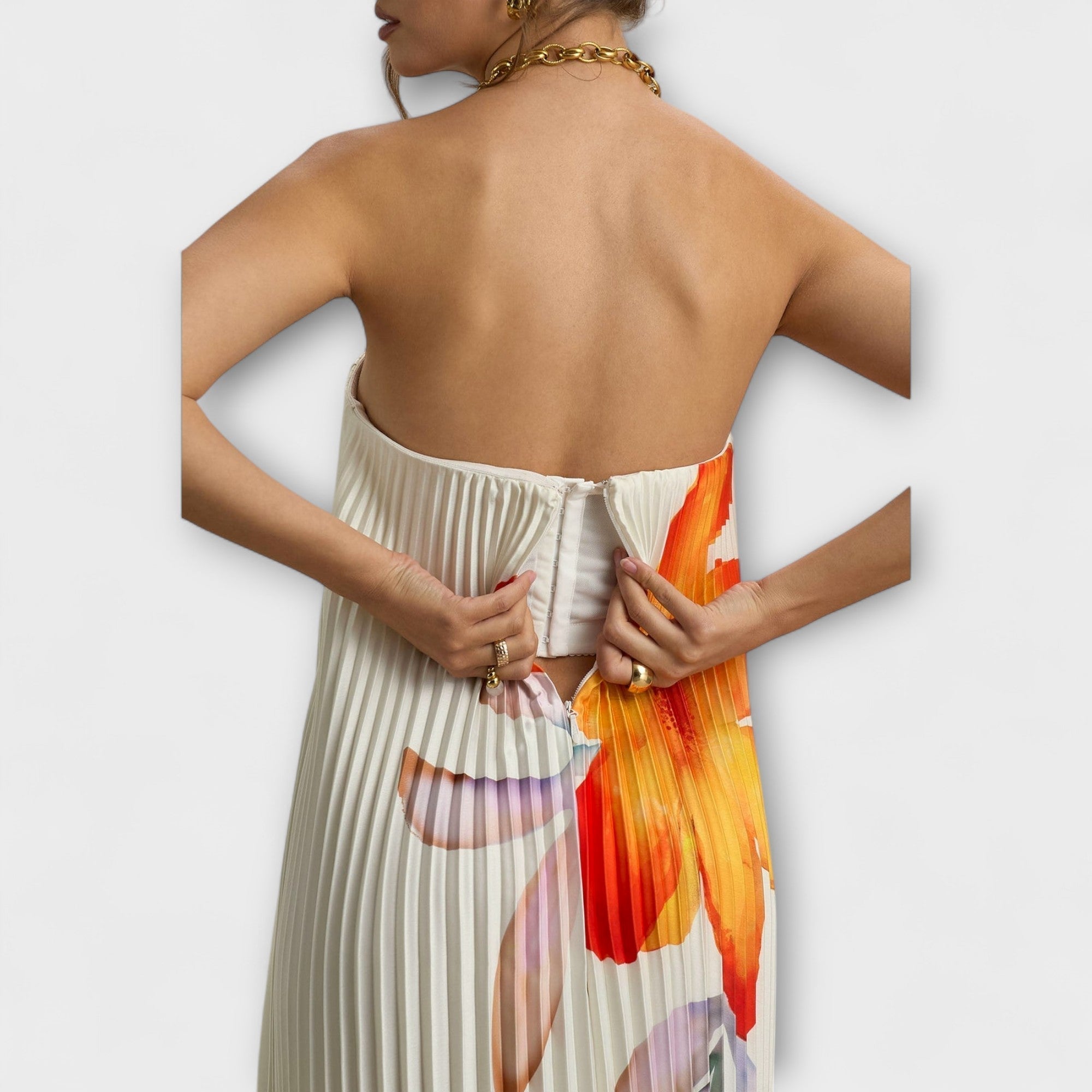 Michelle - Sweetheart Maxi Kjole i Orange Blomster