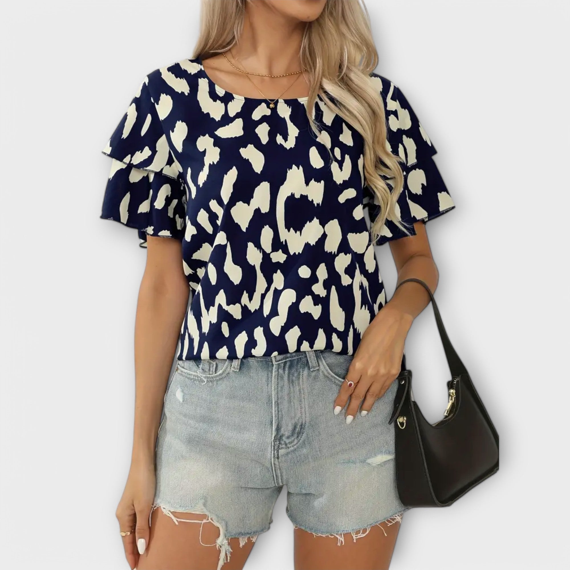 Evelyn - Casual Bluse med Rund Hals
