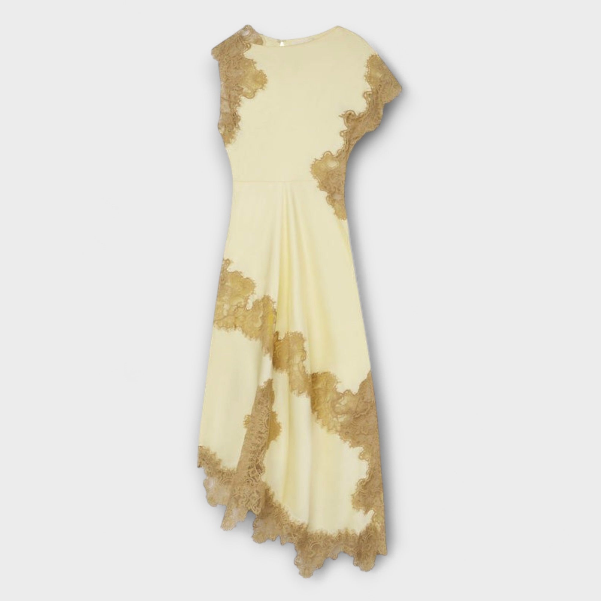 Margaret - Maxi Kjole med Satin og Blonde Detaljer