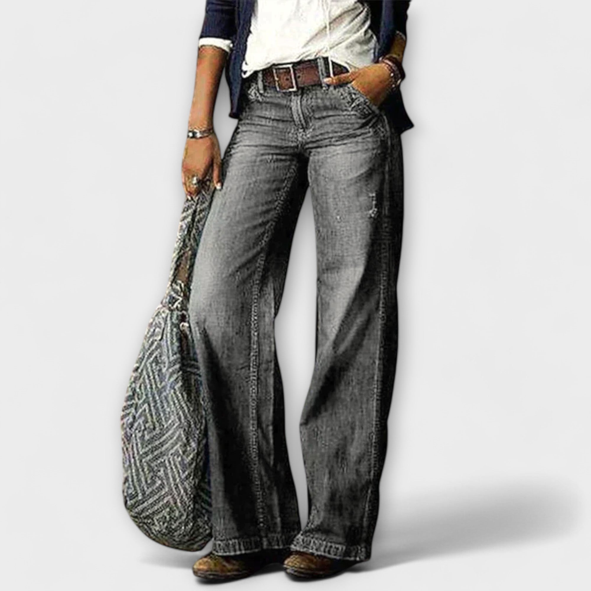 Cess - Denim Bukser med Bred Ben