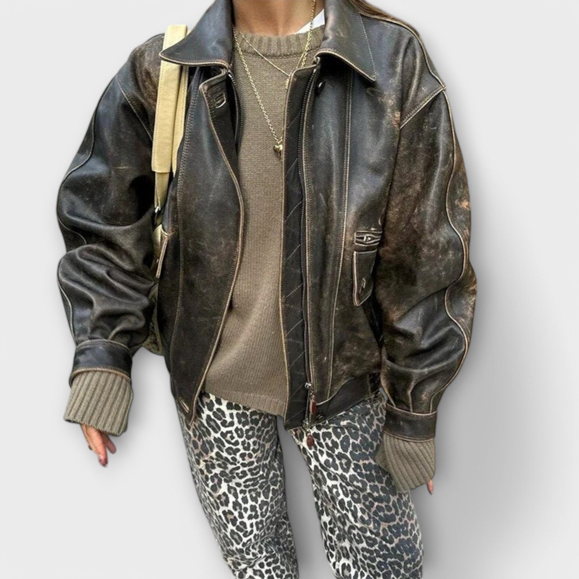 Chandra - Vintage Jeans med Leopardprint
