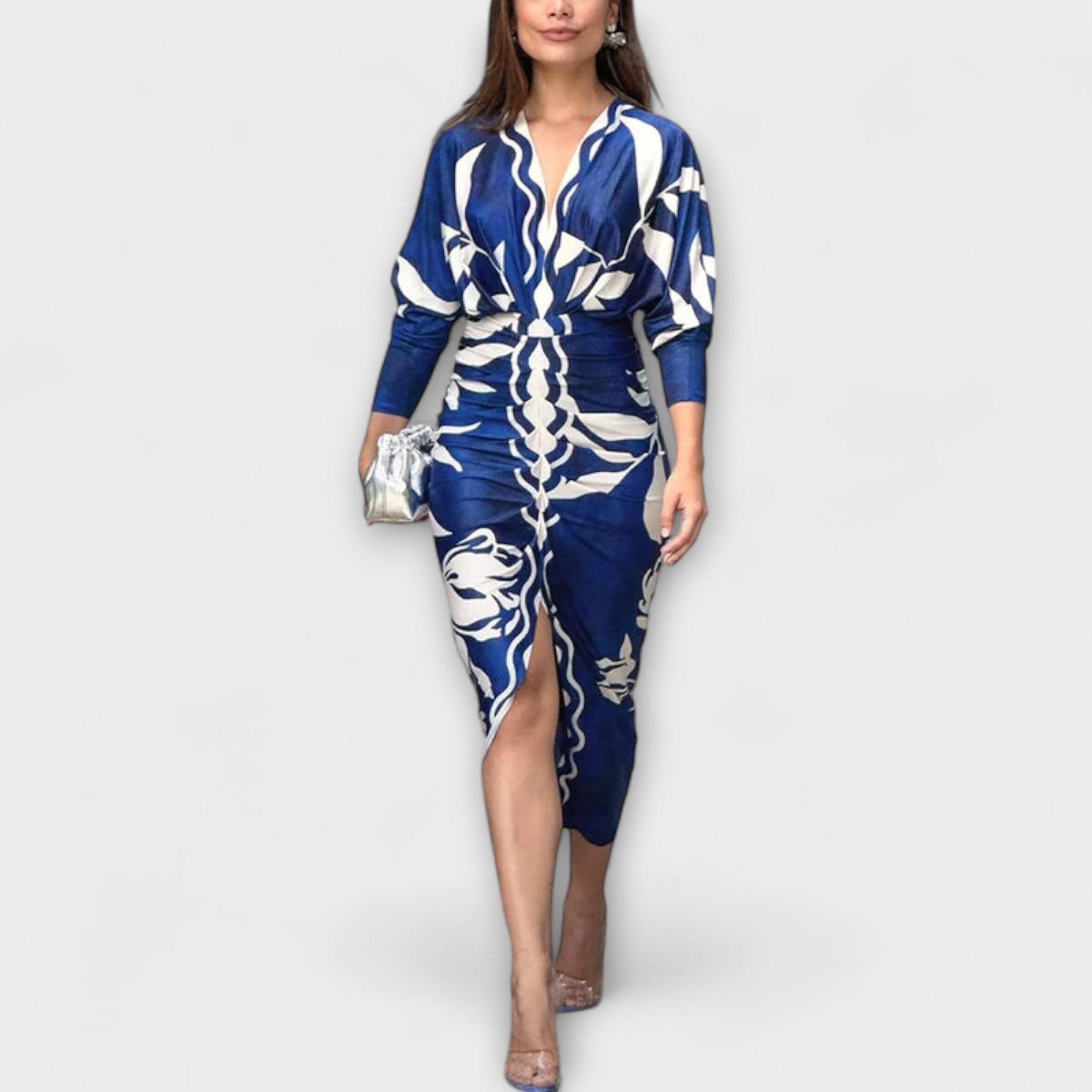 Cleo - Unik Dolman Midi Kjole med Brasiliansk Print