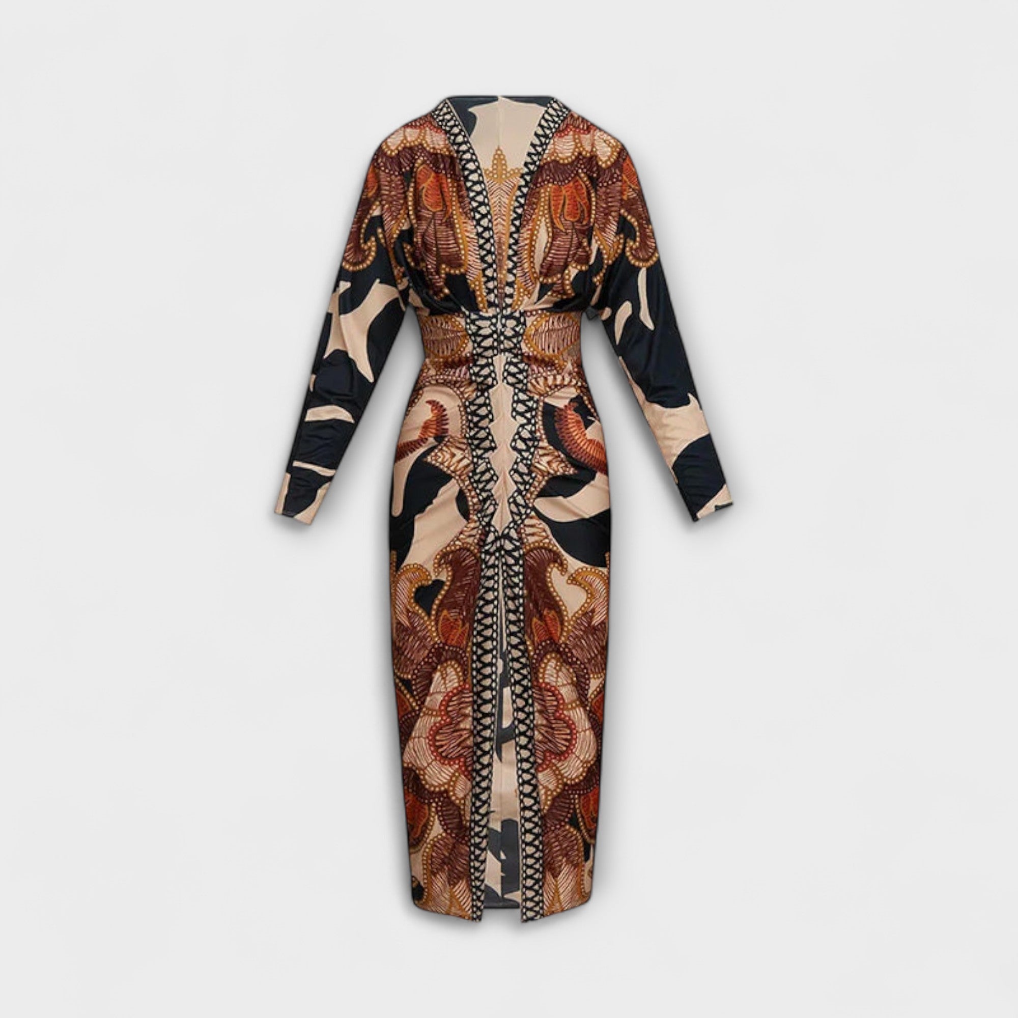Cleo - Unik Dolman Midi Kjole med Brasiliansk Print