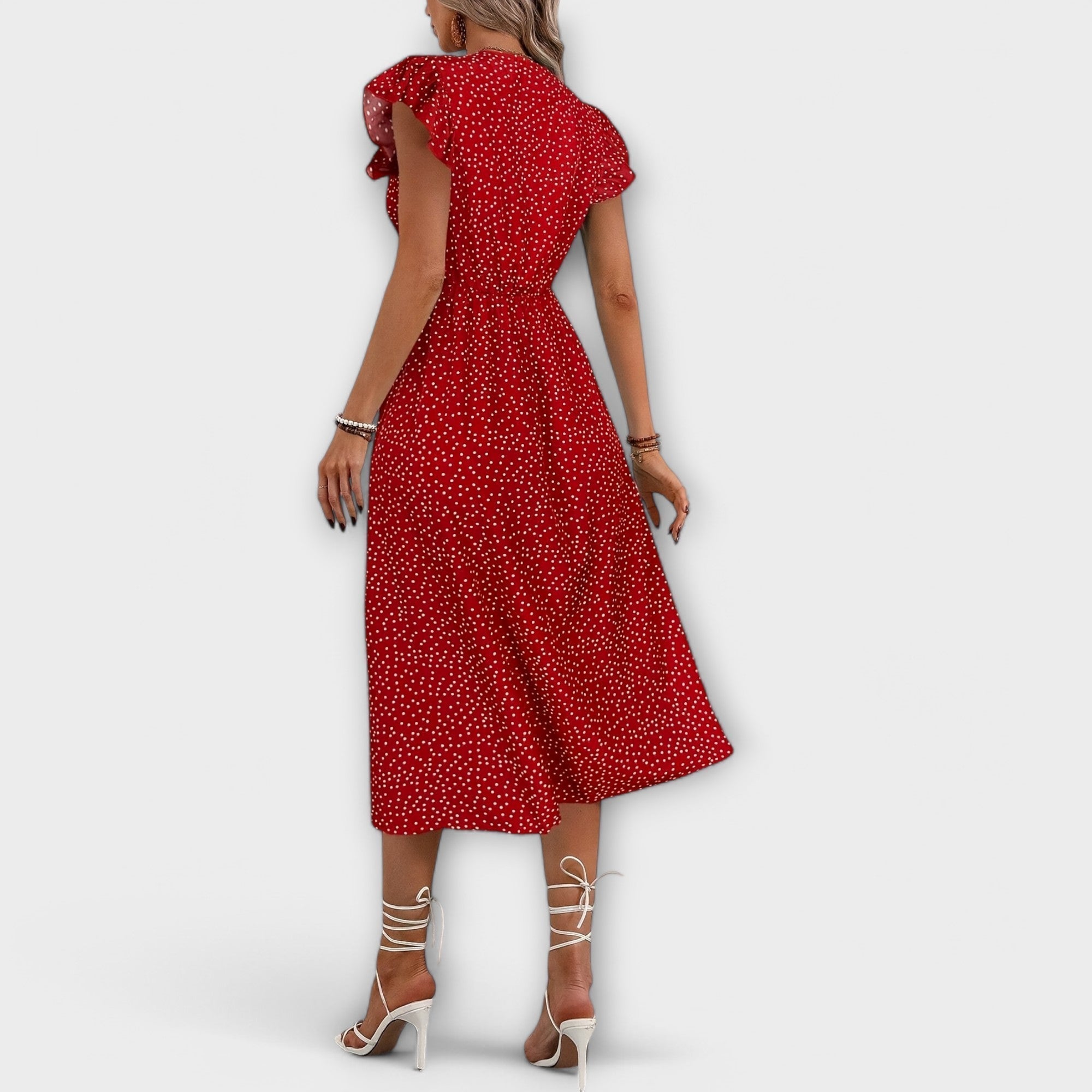Chic Polka Dot Midi Kjole