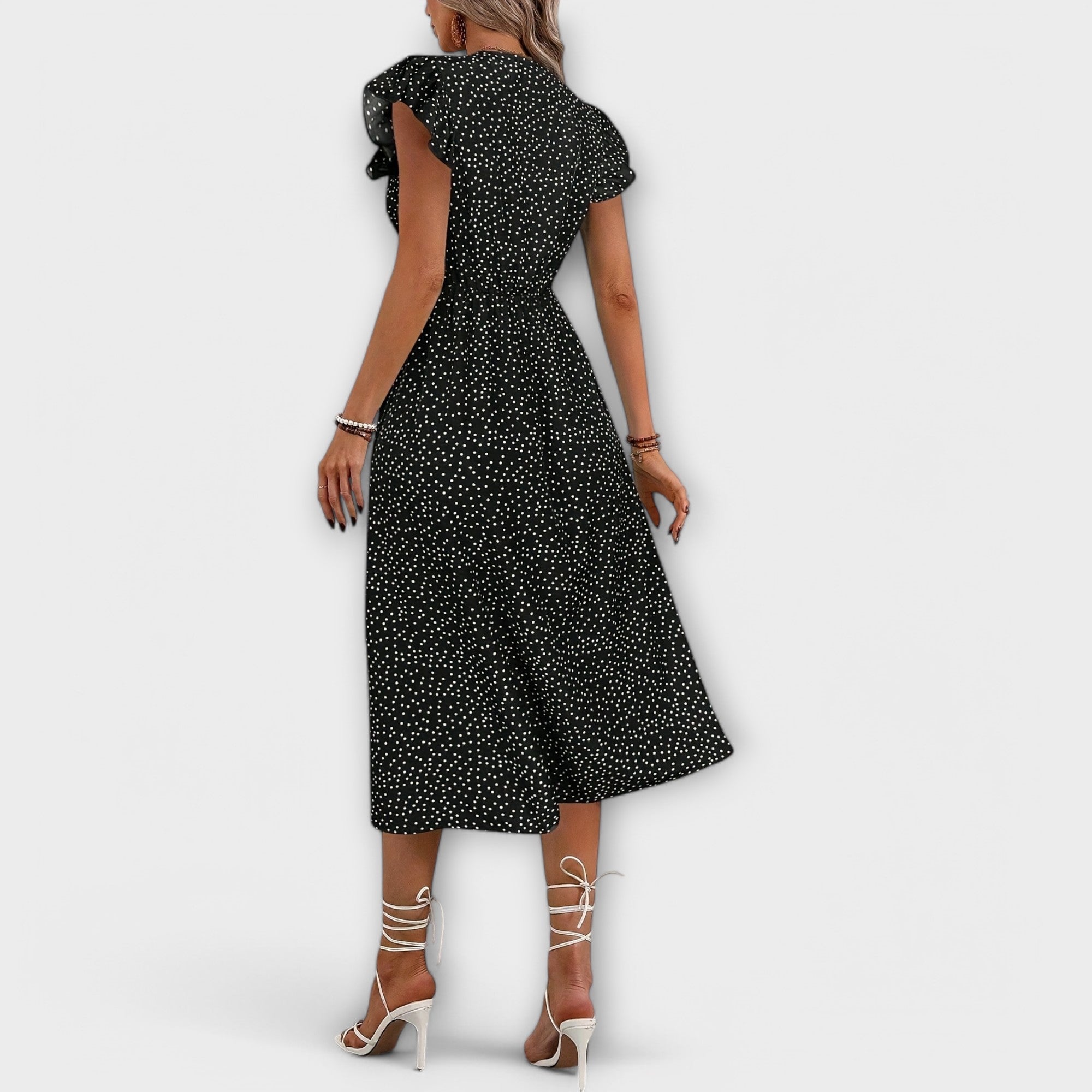 Chic Polka Dot Midi Kjole