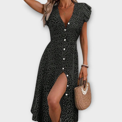 Chic Polka Dot Midi Kjole