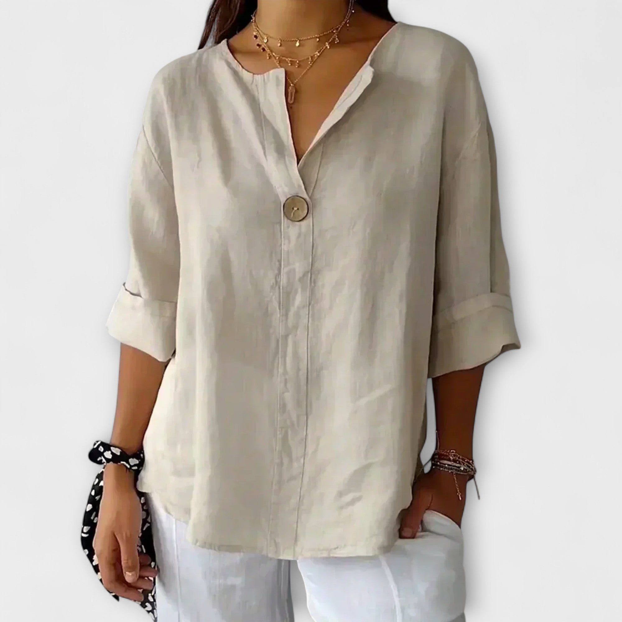 Nicole - Stilfuld Bluse med V-Hals