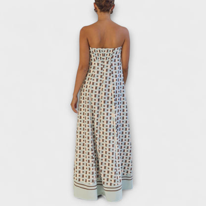 Hazel - Unik Geometrisk Off-Shoulder Maxi Kjole