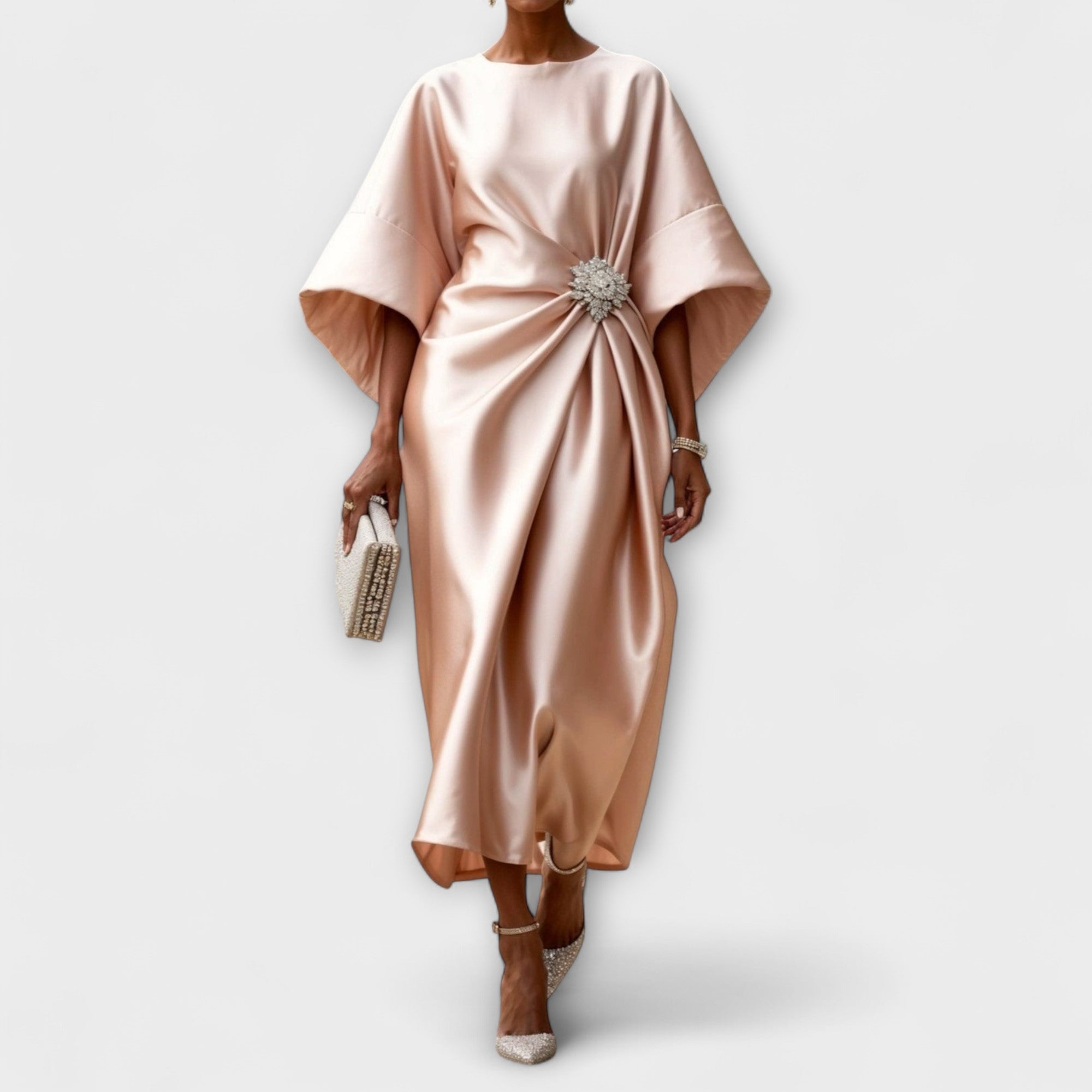 Luxe Shimmer Satin Lang Kjole