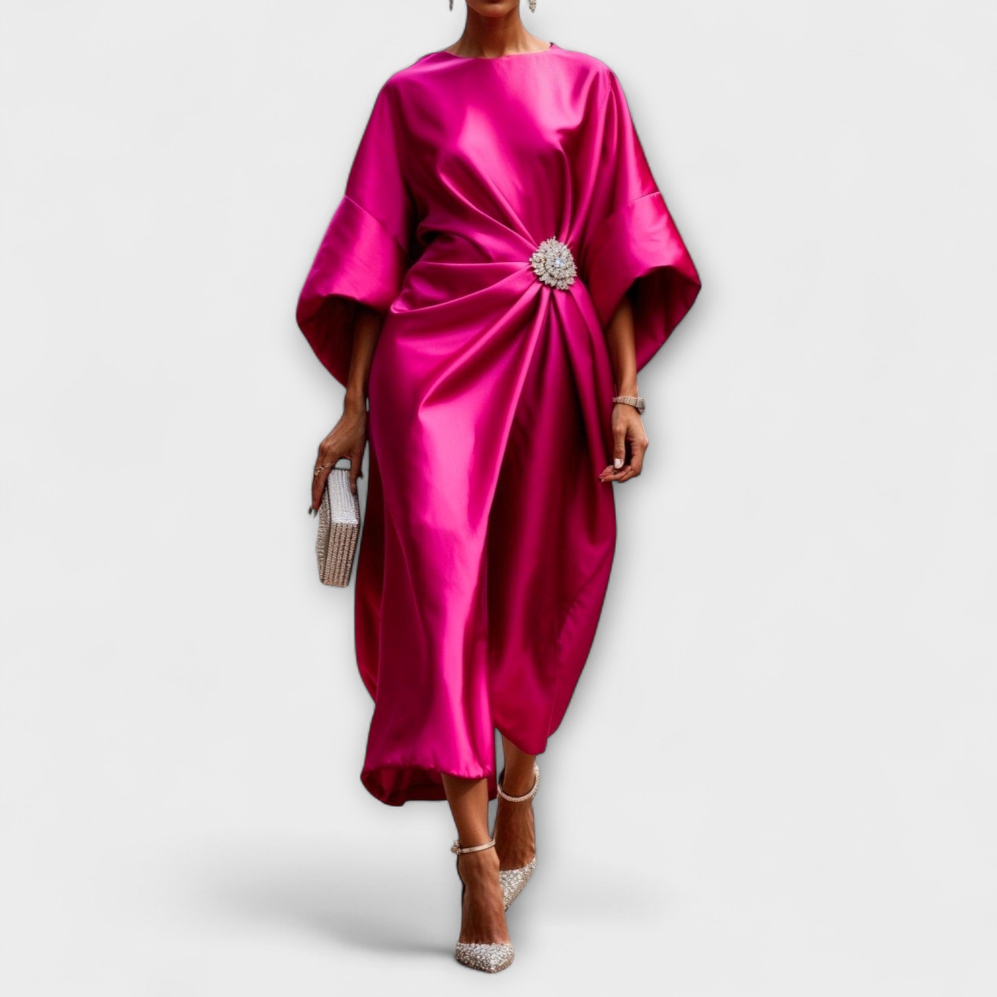 Luxe Shimmer Satin Lang Kjole