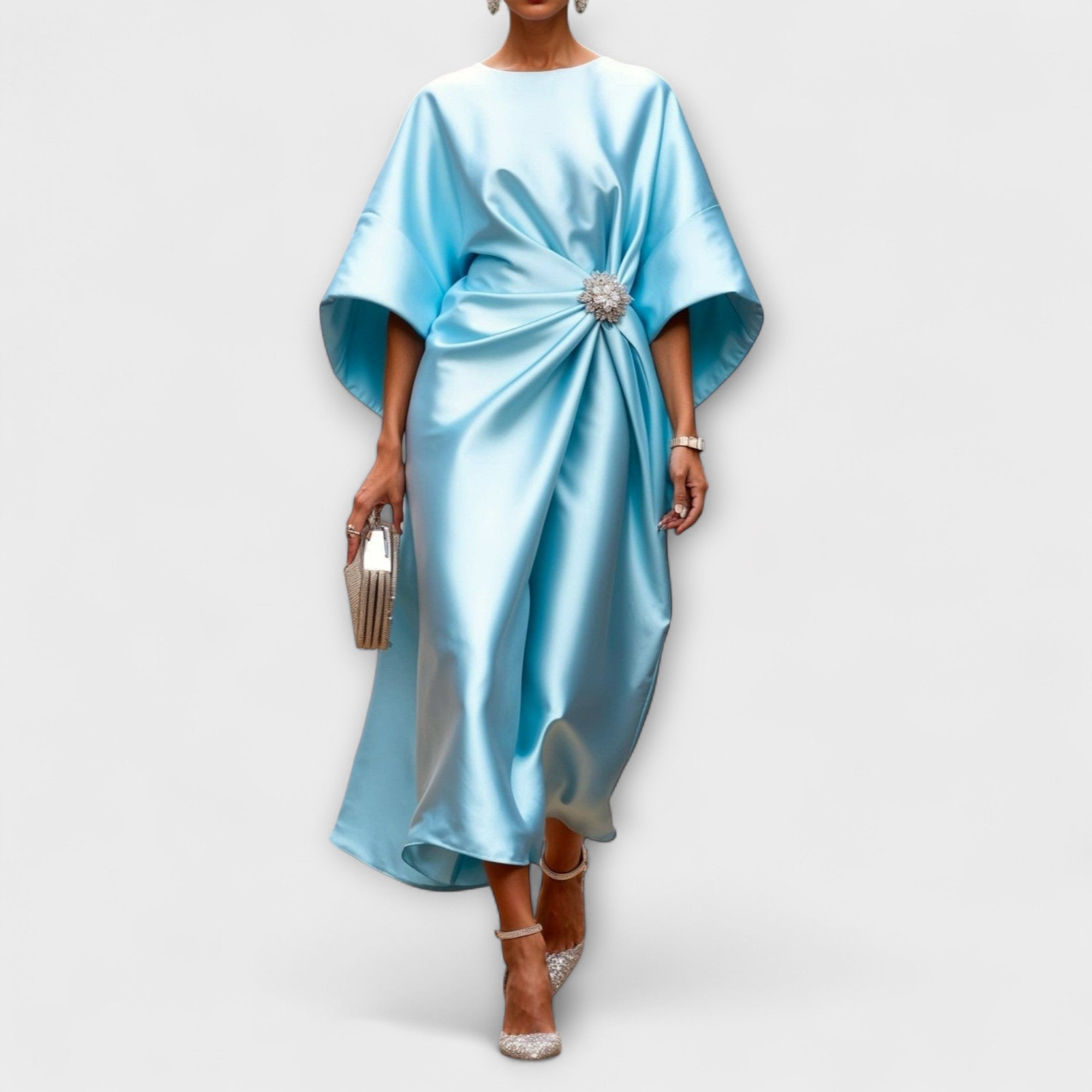 Luxe Shimmer Satin Lang Kjole