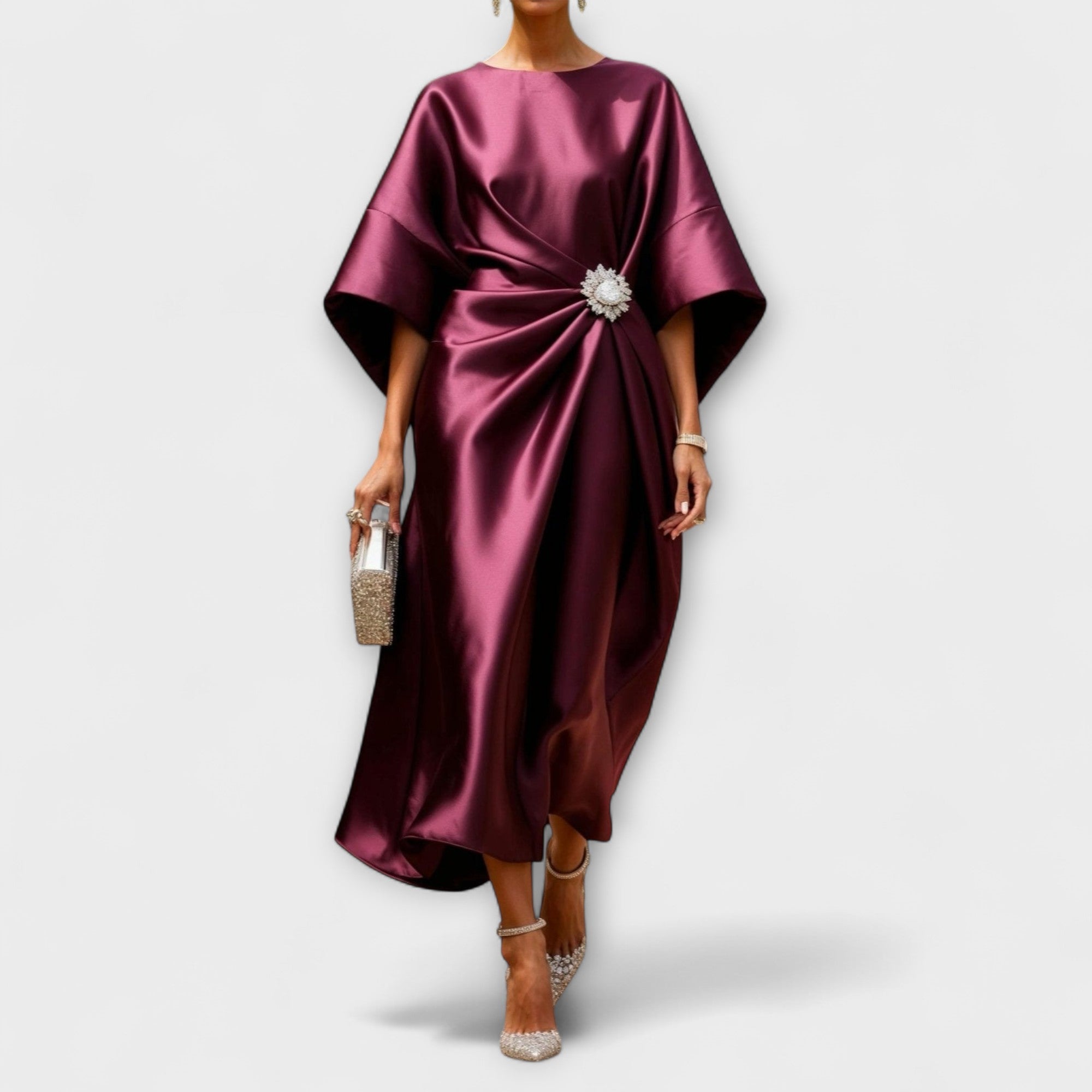 Luxe Shimmer Satin Lang Kjole