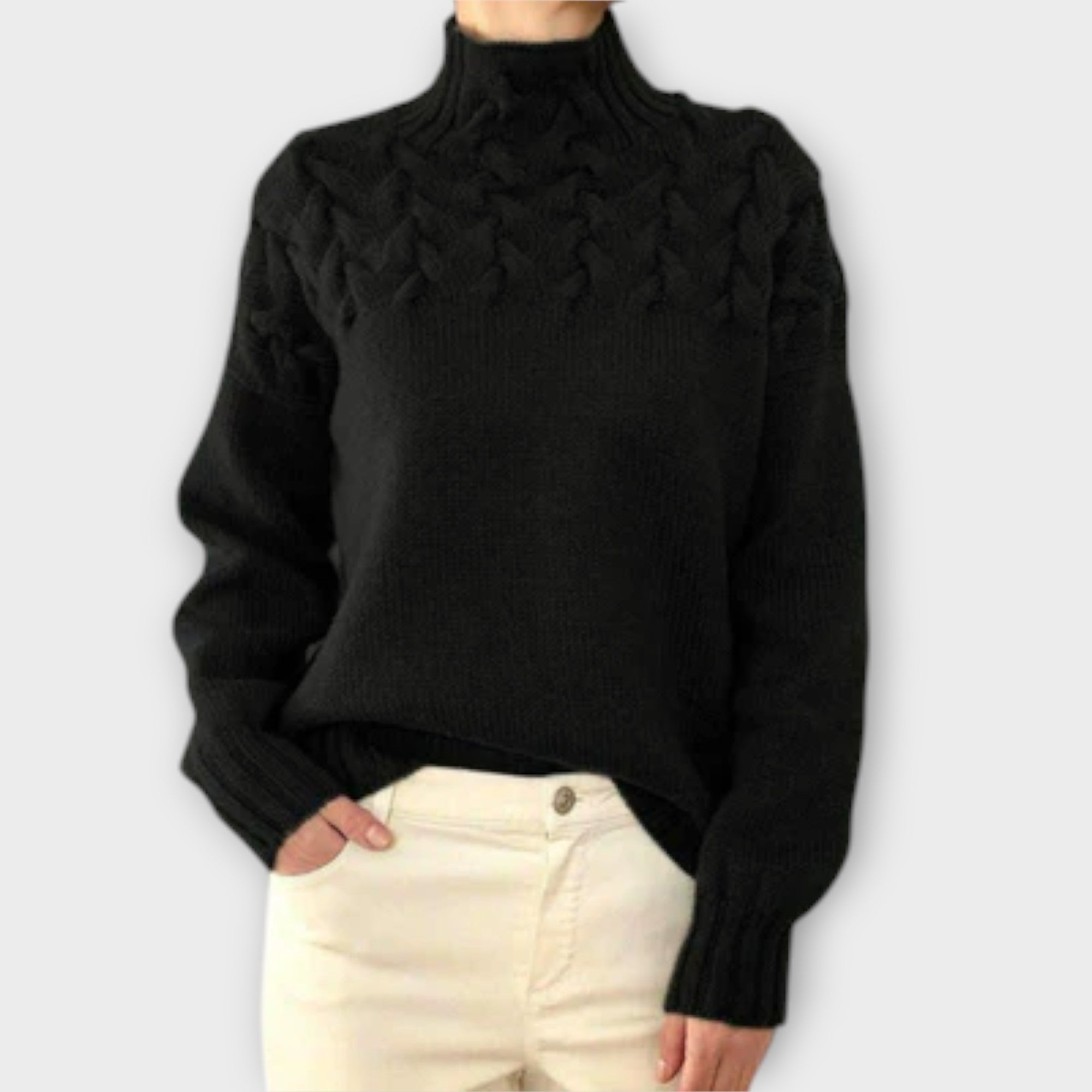Eva - Kvinders Sweater med Kabelstrik Detalje