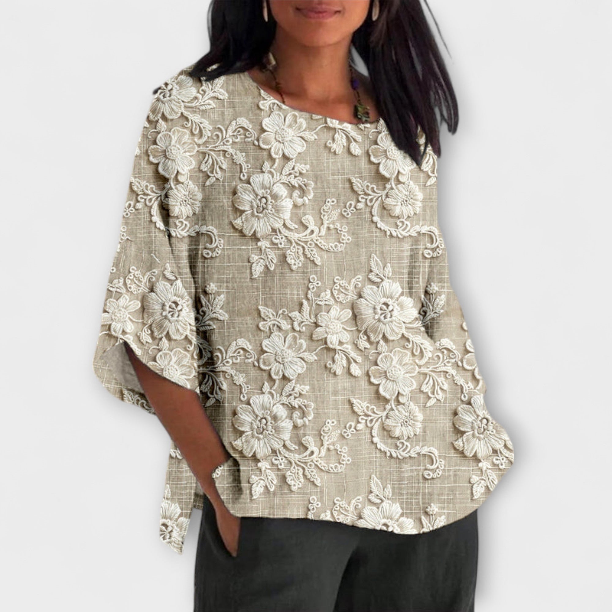 Hazel - Top med Vintage Print