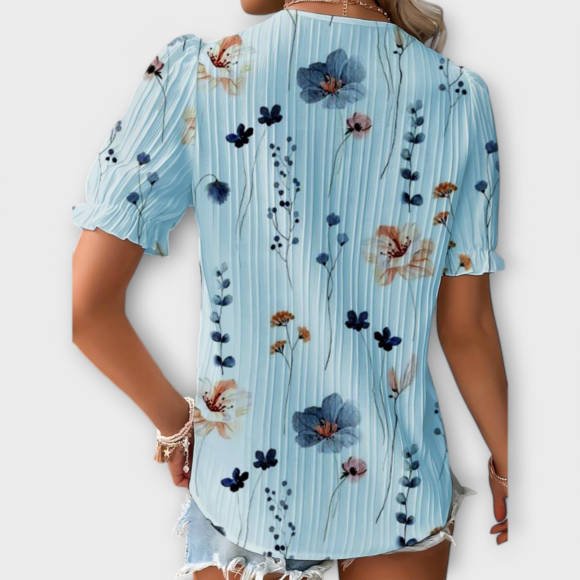 Emily - Fashionabel Bluse med V-udskæring