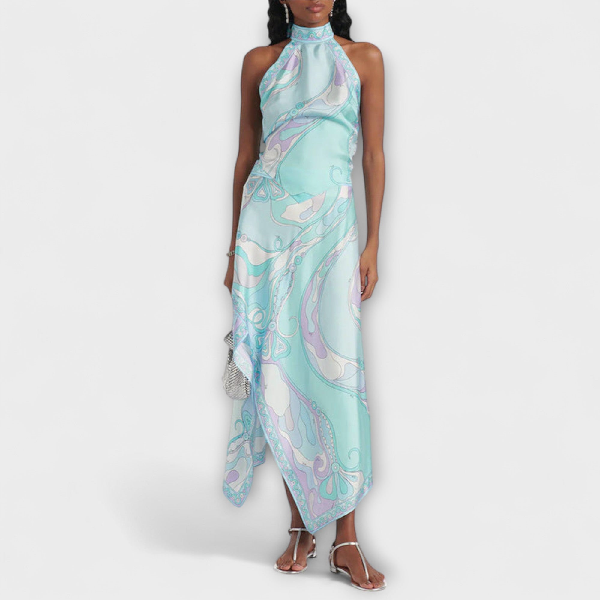 Everly - Sæt med Halter Top og Asymmetrisk Midi Nederdel