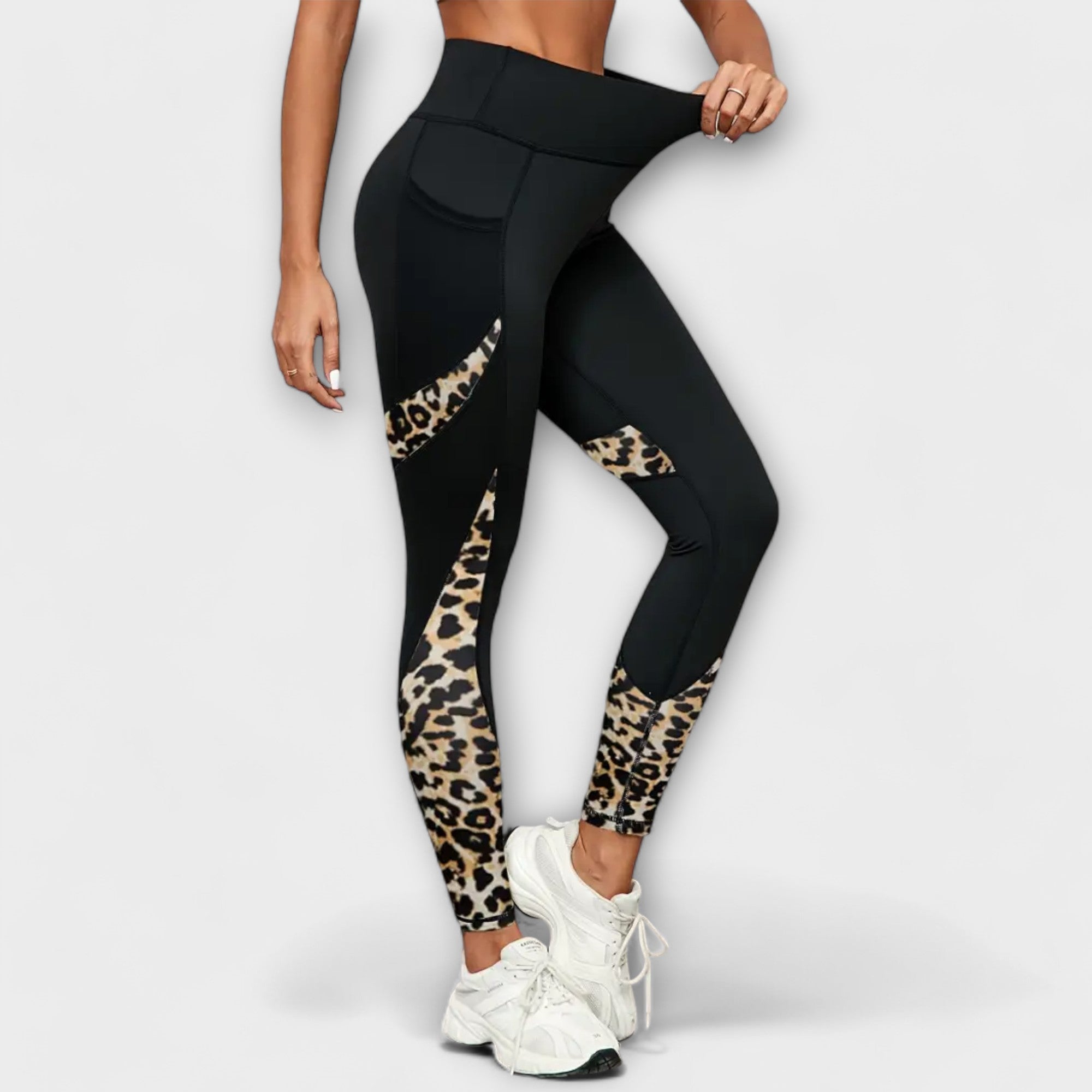 Høj Talje Leopard Print Træningsbukser