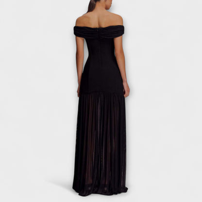 Maelie - Stilfuld Strapless Bodycon Maxi Kjole med Blomsterdekorationer