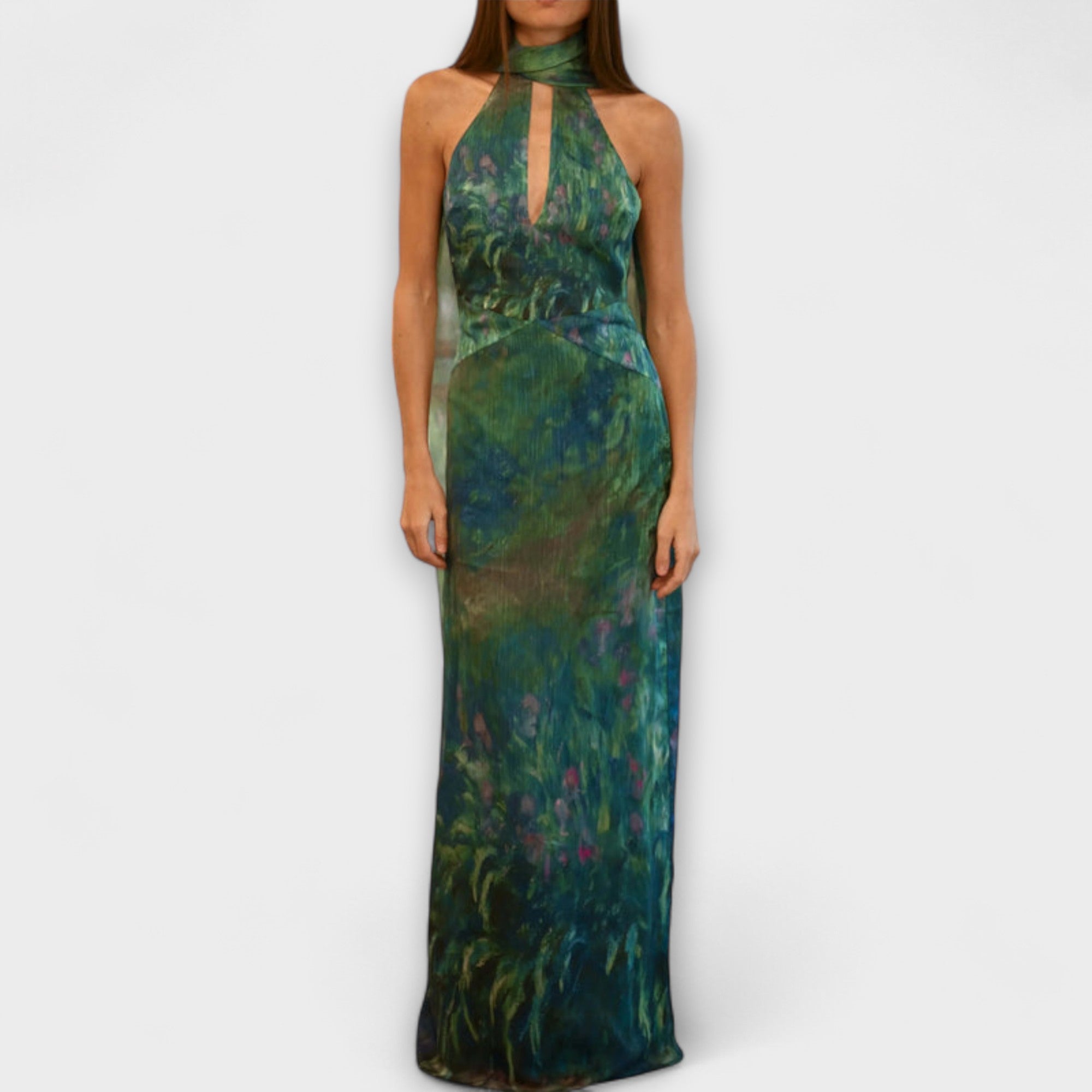 Maisie - Monet Iris Print Maxi Kjole