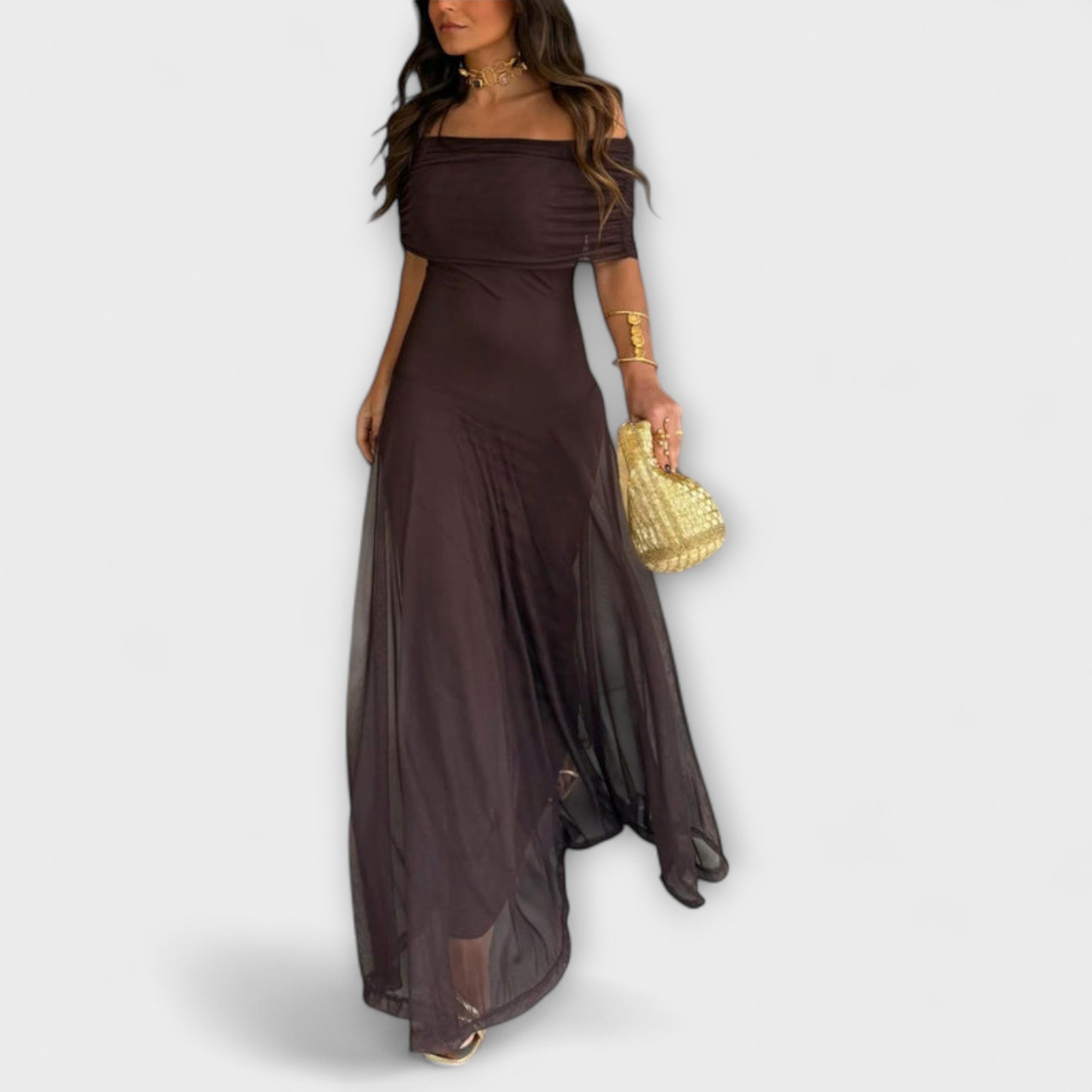 Eng - Toledo One-Shoulder Mesh Maxi Kjole