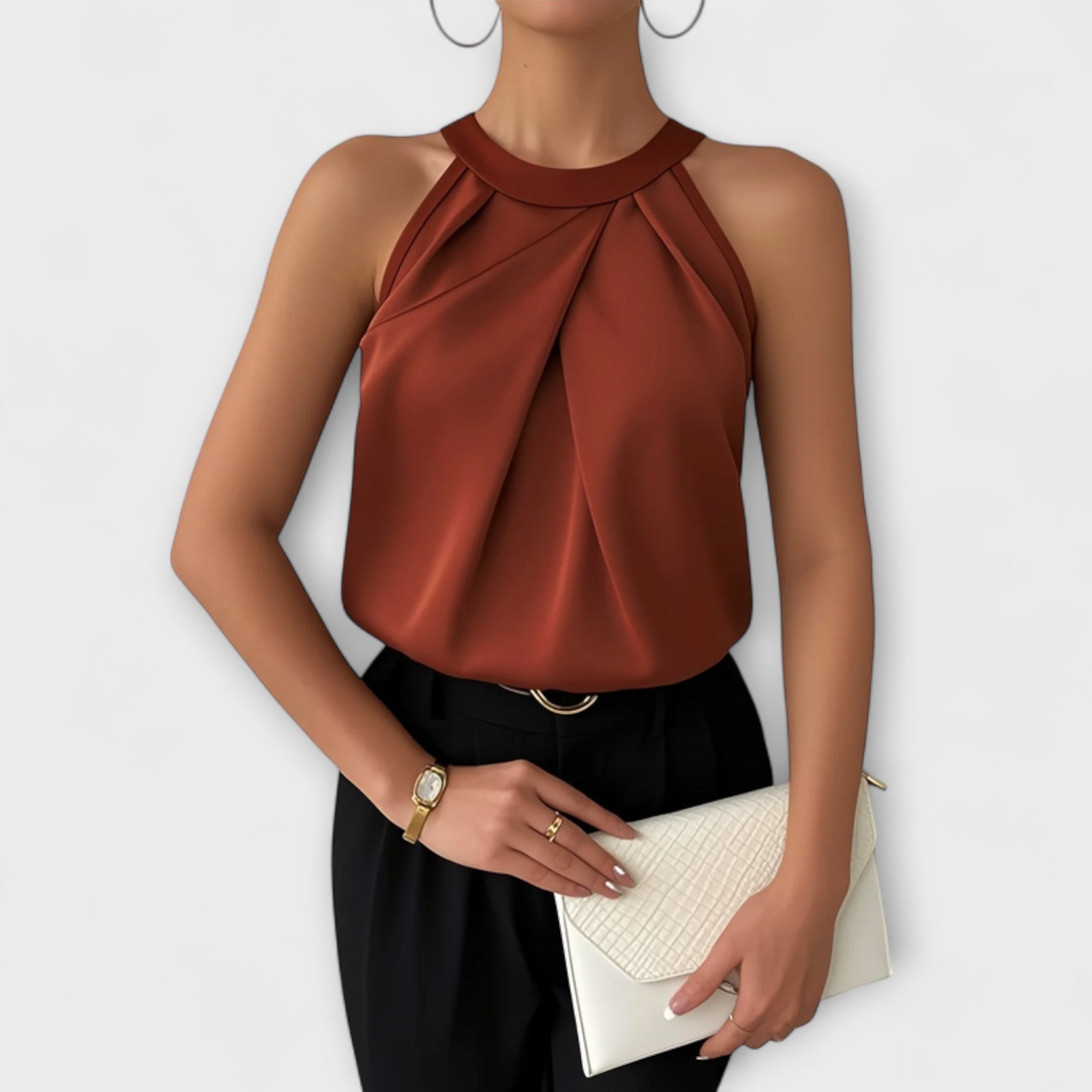 Skye - Chic Satin Bluse med Off-Shoulder Design