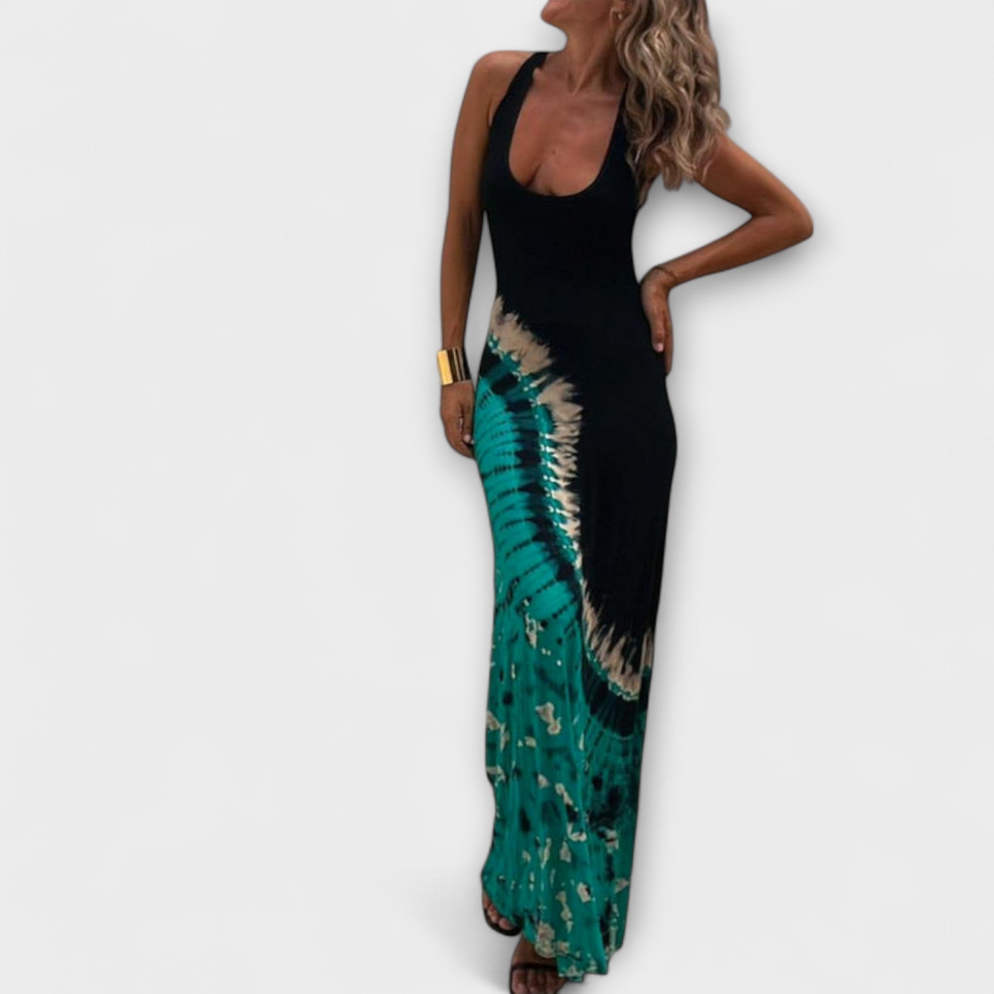 Livia - Maxi Kjole med Stjernehimmel Tie-Dye