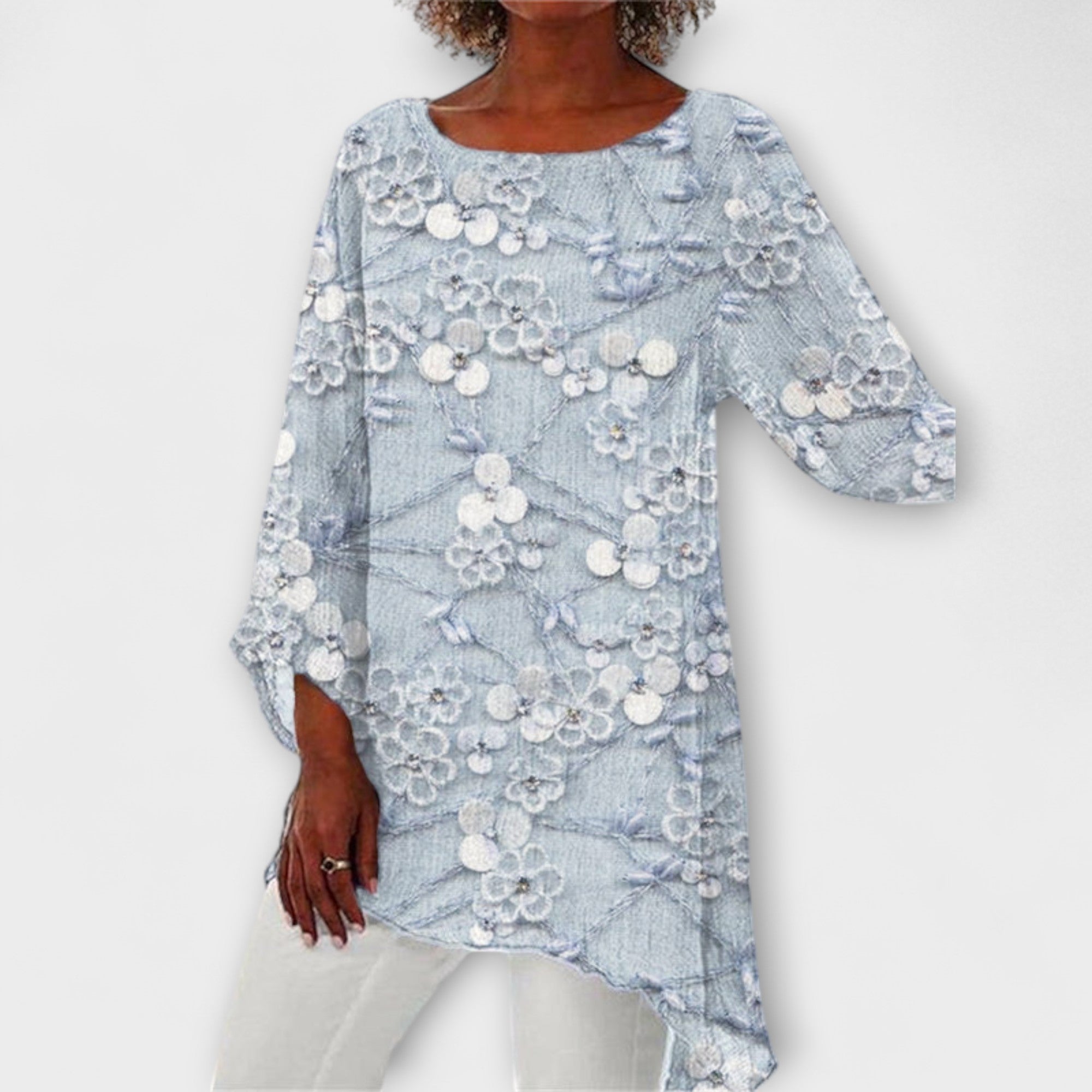 Harper - Bluse med Blomsterkrystaltryk