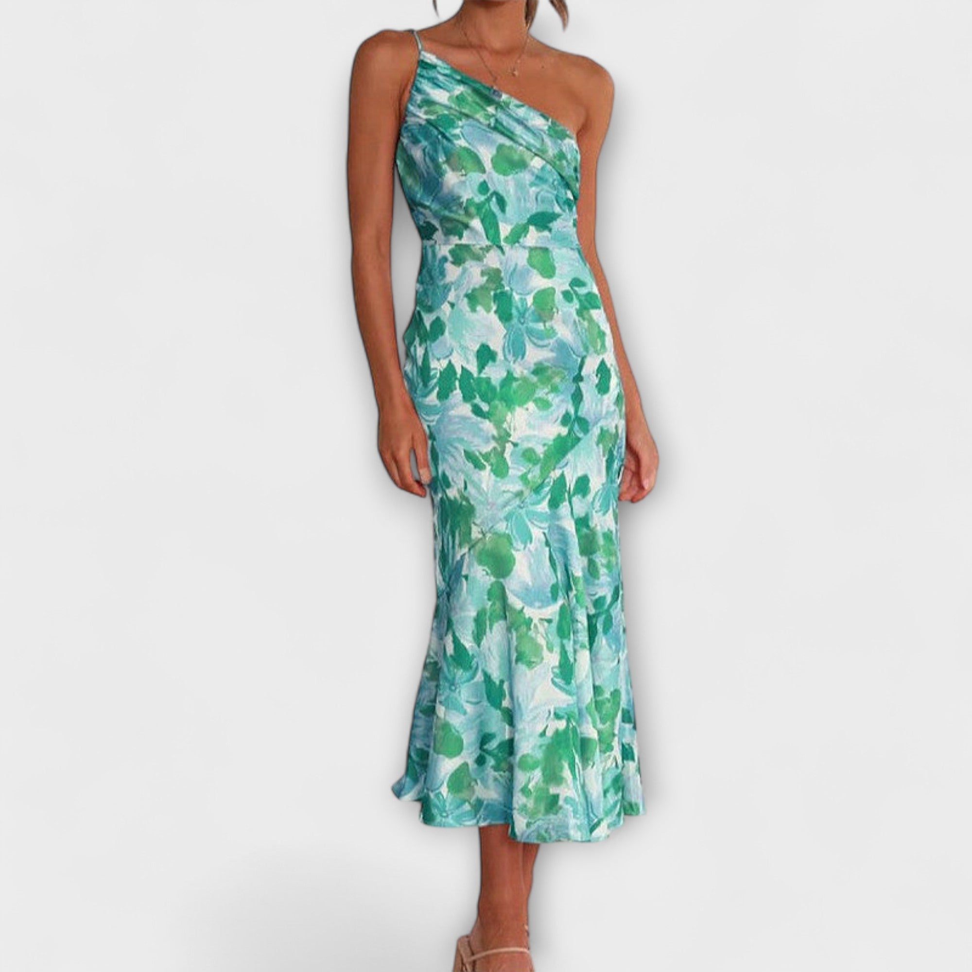 Tabea - Asymmetrisk Blomsterprint Kjole