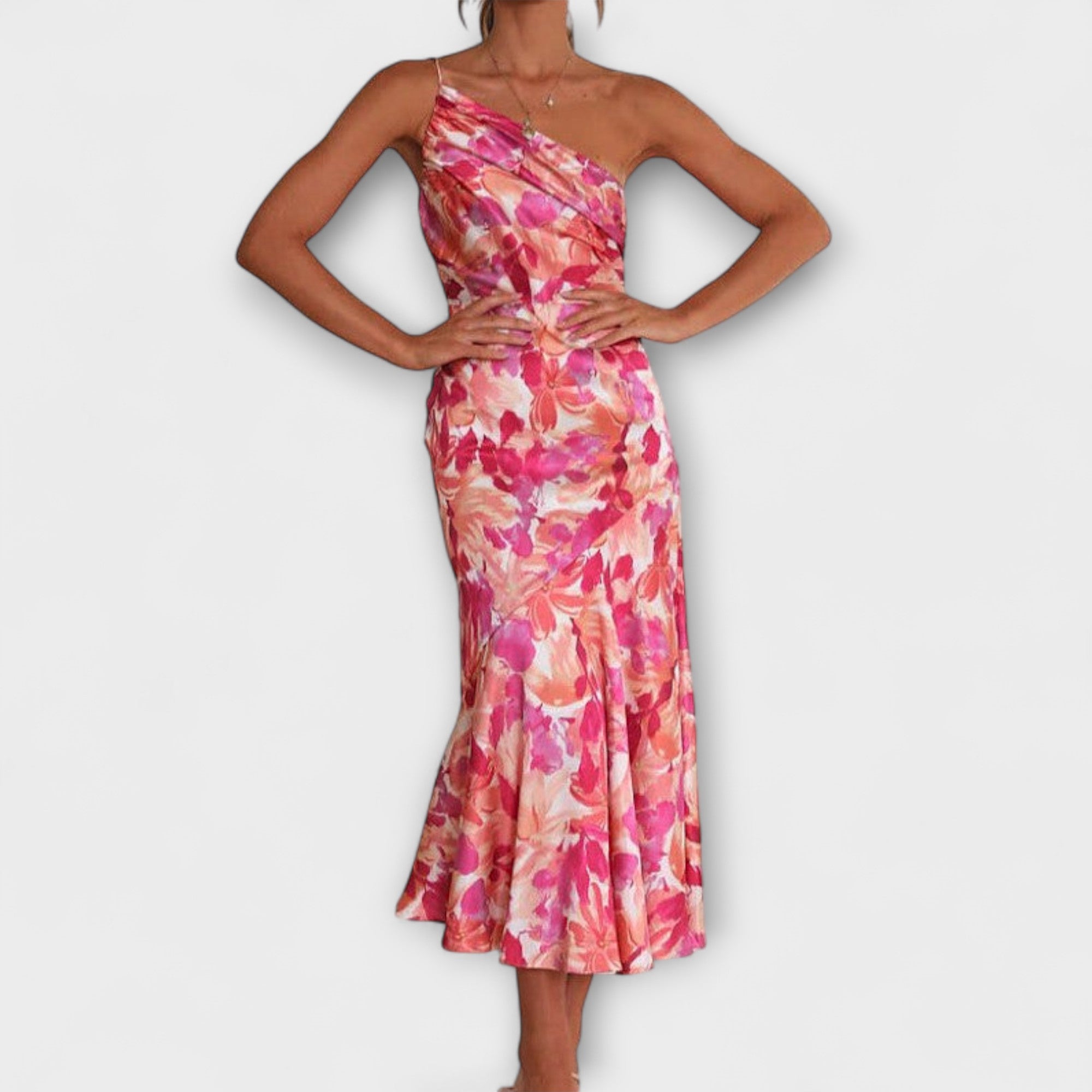 Tabea - Asymmetrisk Blomsterprint Kjole