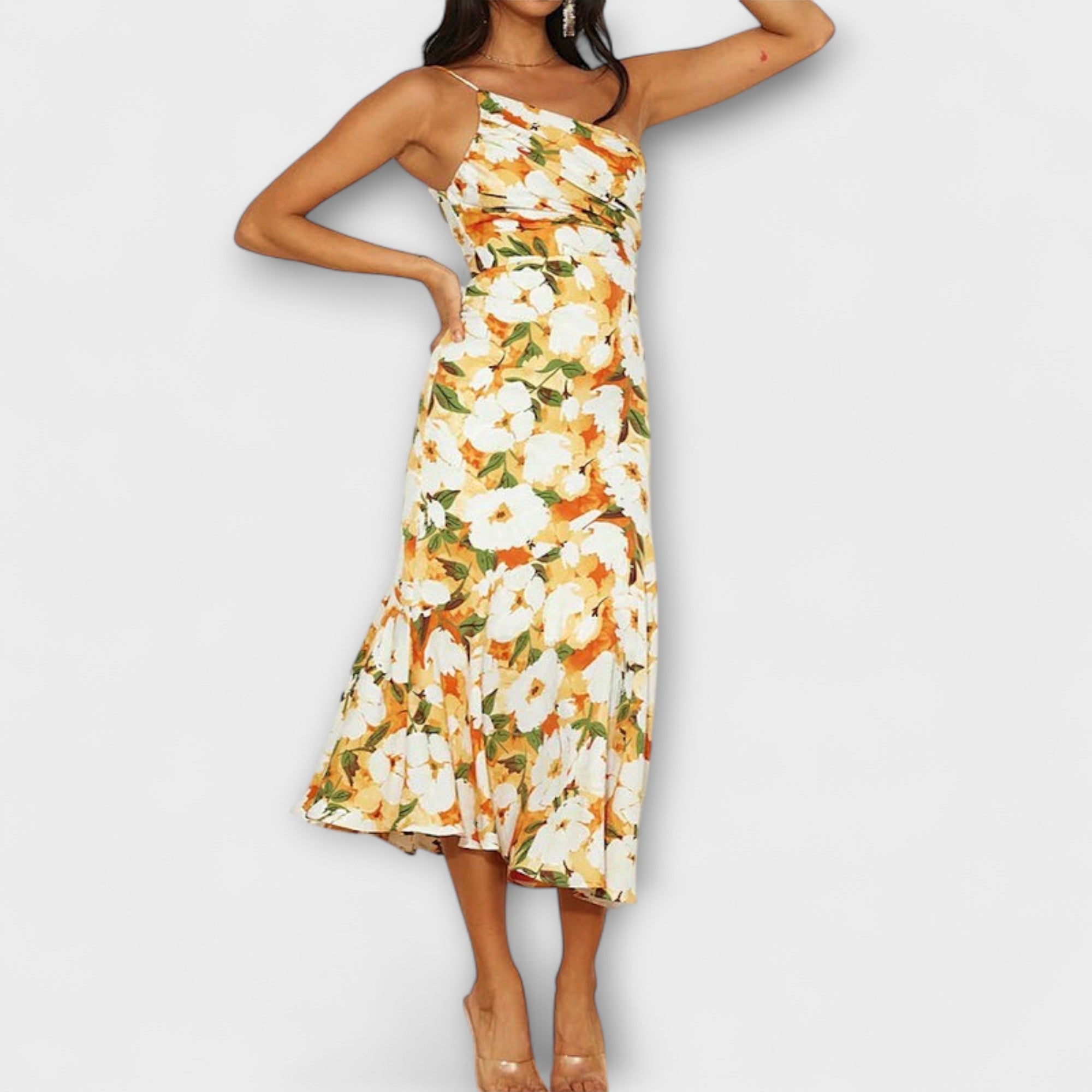 Tabea - Asymmetrisk Blomsterprint Kjole