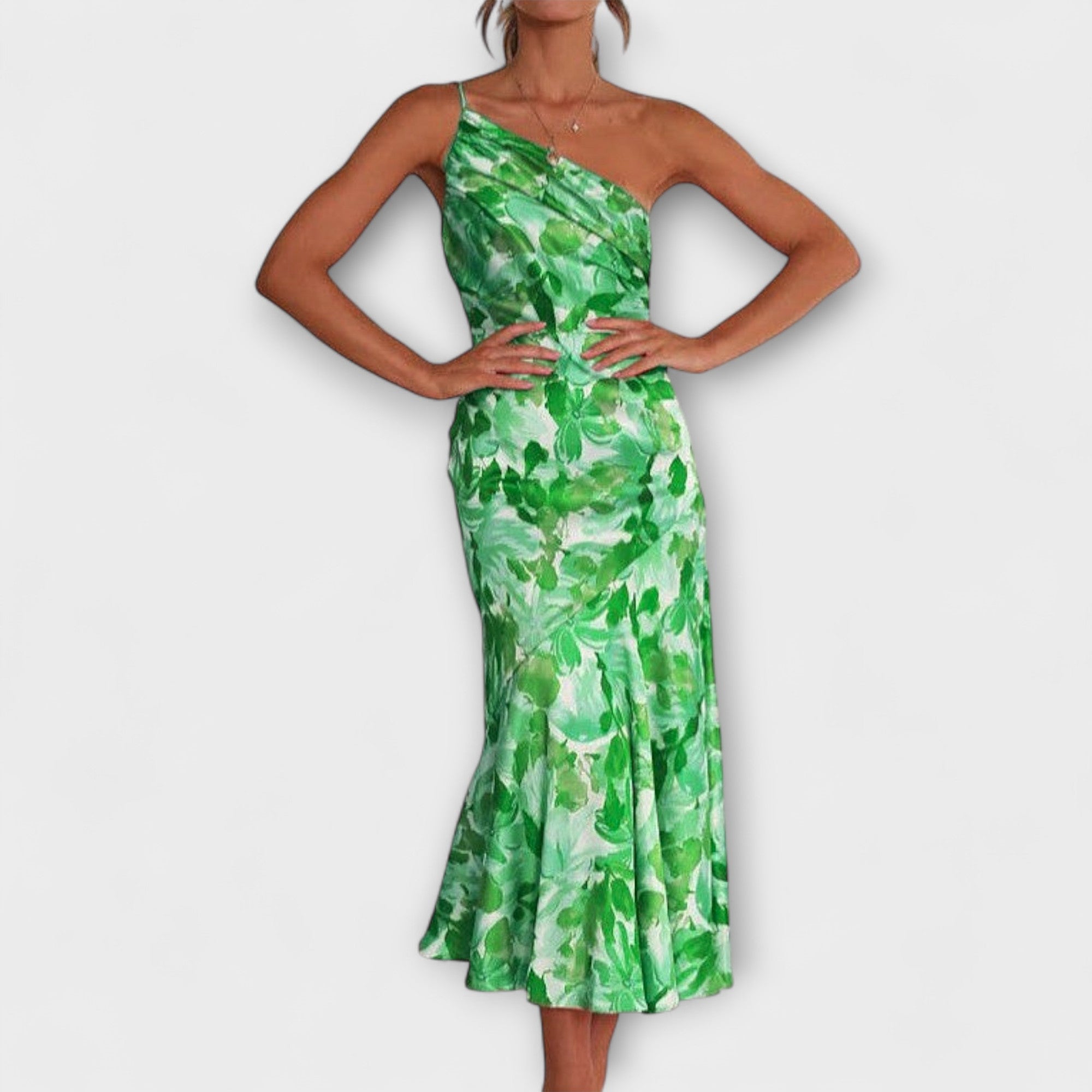 Tabea - Asymmetrisk Blomsterprint Kjole