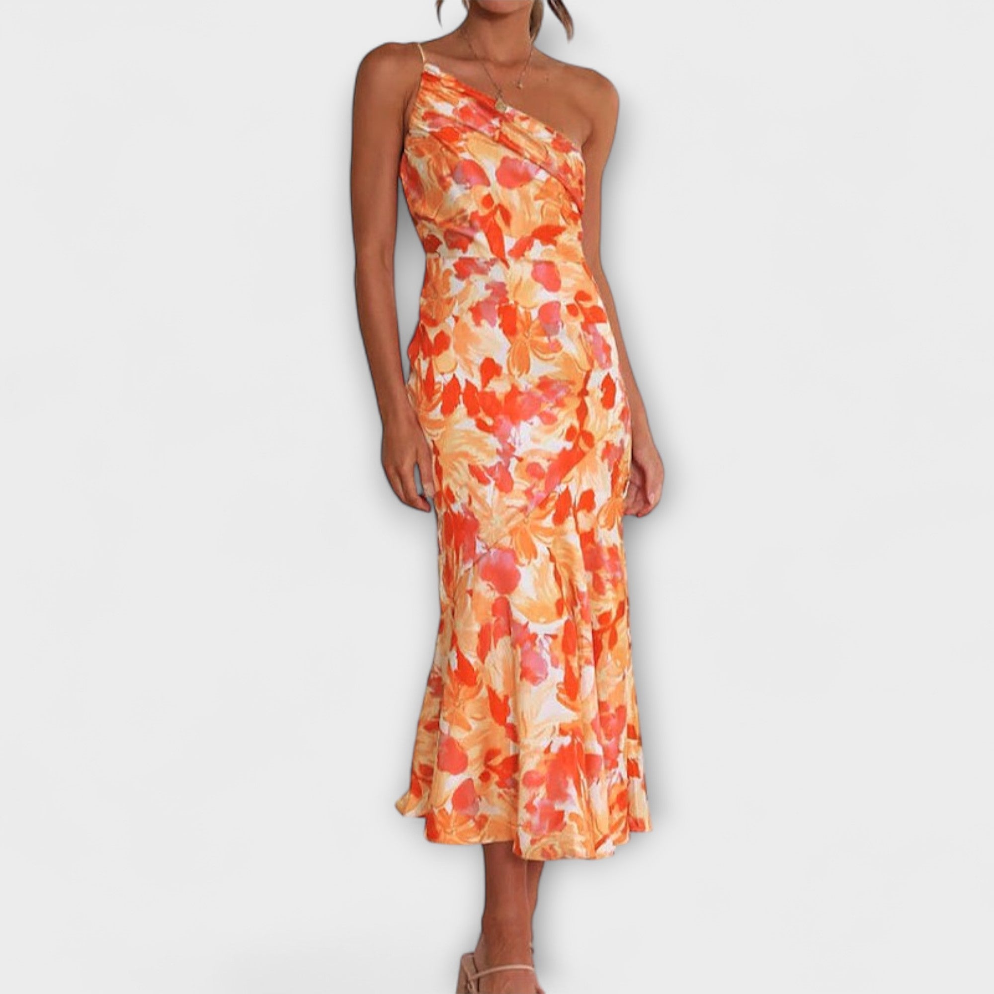 Tabea - Asymmetrisk Blomsterprint Kjole
