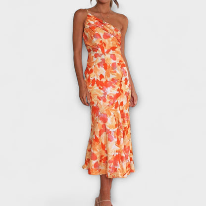 Tabea - Asymmetrisk Blomsterprint Kjole
