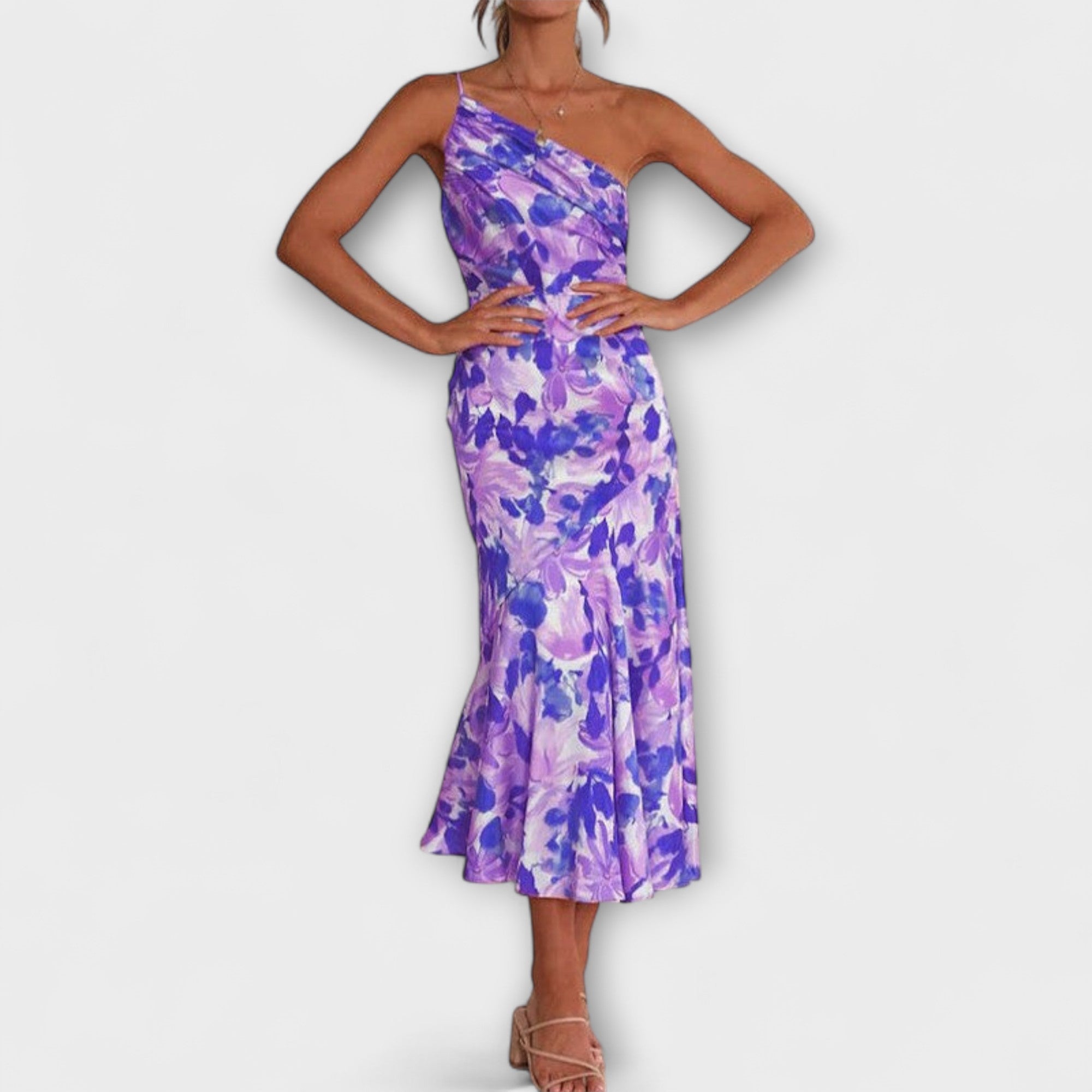 Tabea - Asymmetrisk Blomsterprint Kjole