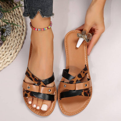 Leopard Krydsrem Sandaler