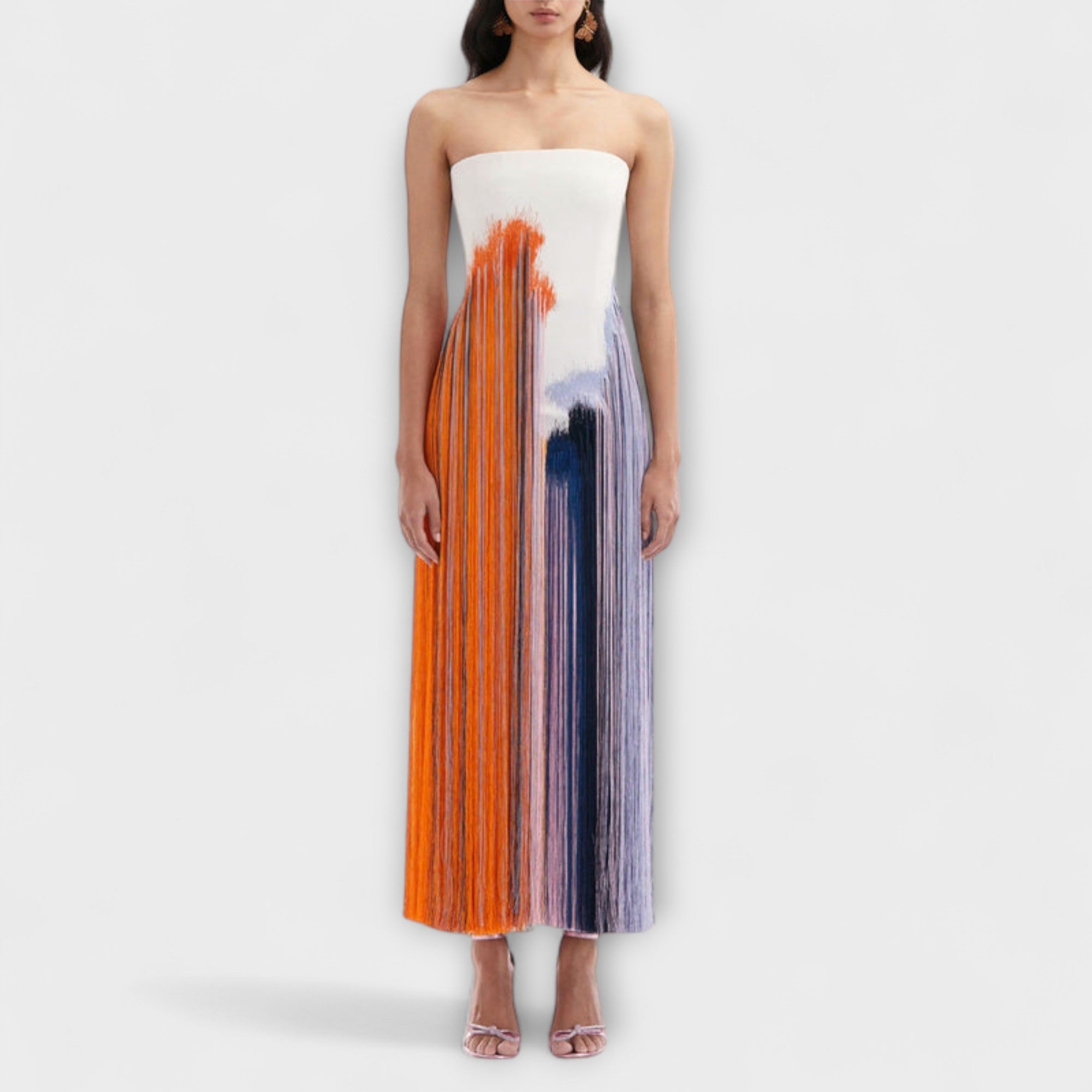 Sommer - Stilfuld Colorblock Kjole med Trendy Frynser