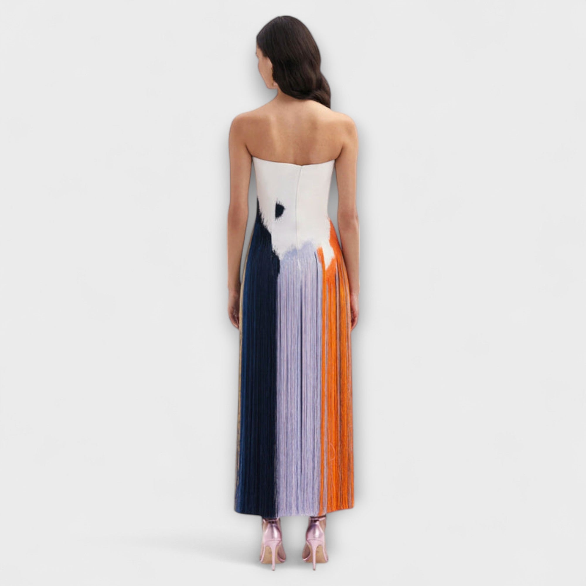 Sommer - Stilfuld Colorblock Kjole med Trendy Frynser