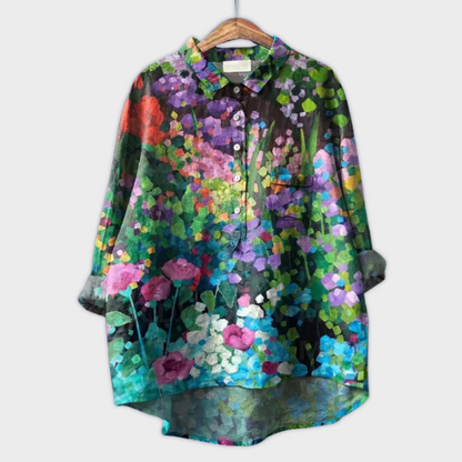 Magdalena - Håndlavet Kvindebluse med Blomsterdesign