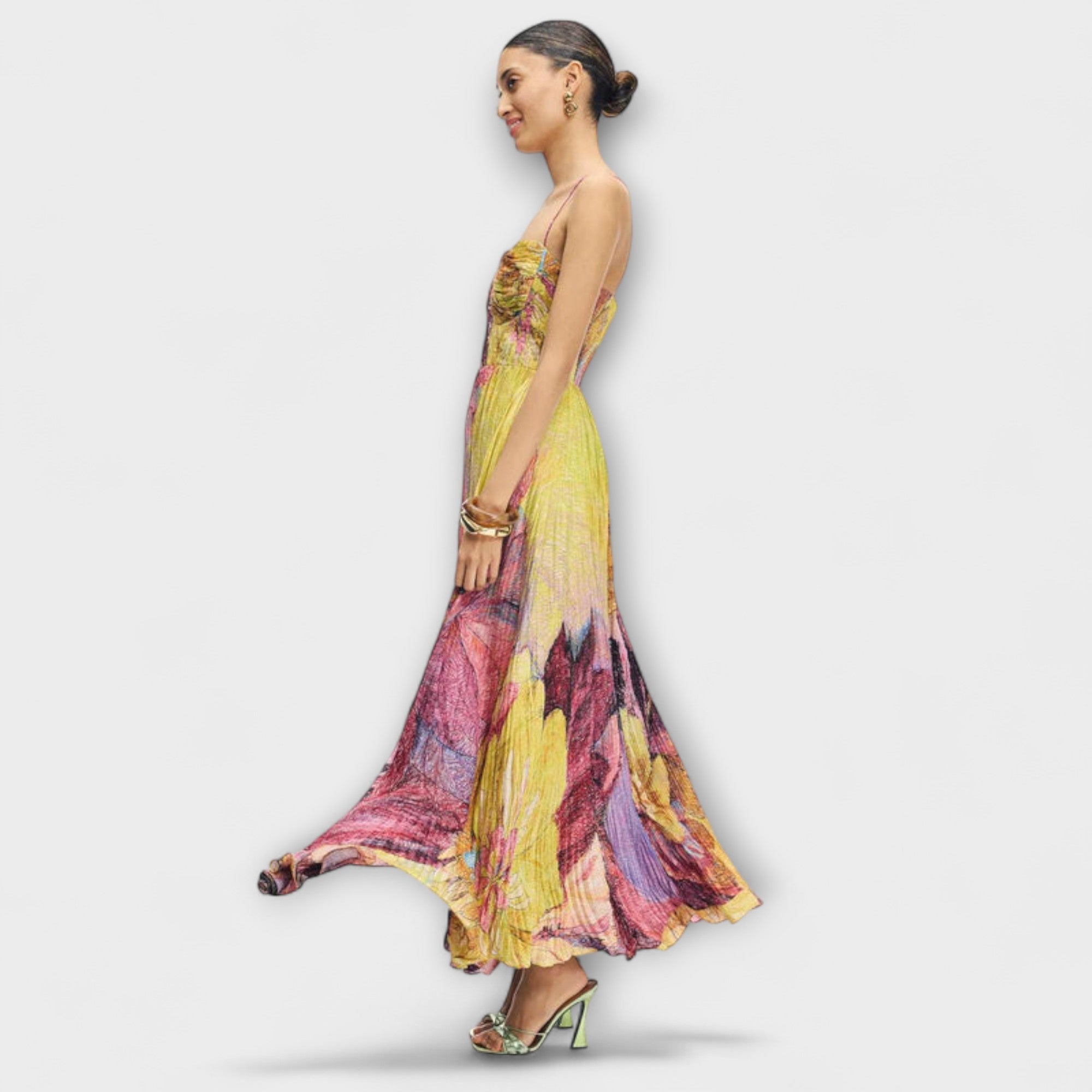 Kiara - Maxi Kjole med Livlig Ikat Print