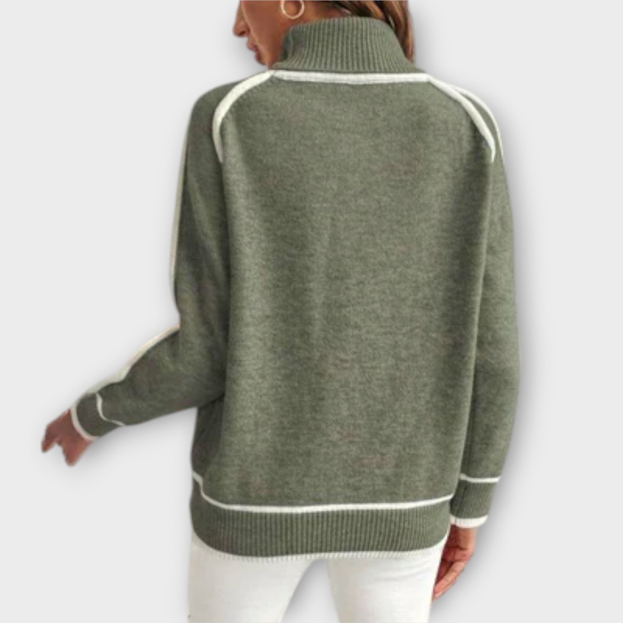 Christine - Luksuriøs Olivengrøn Strikket Sweater