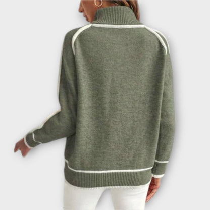 Christine - Luksuriøs Olivengrøn Strikket Sweater