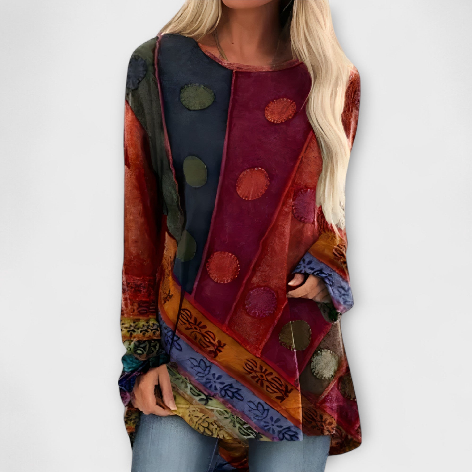 Stilfuld Kvindebluse med Etnisk Print