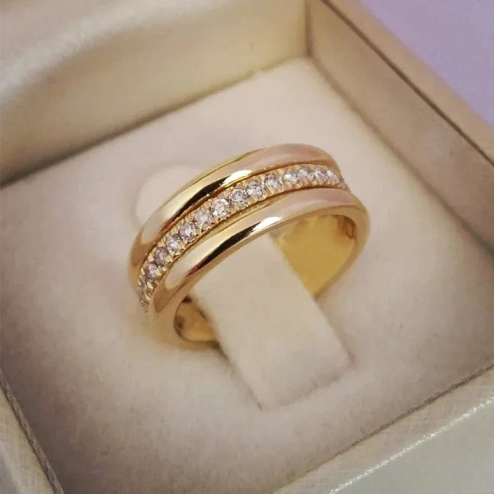 Elegant Dobbelt Ring med Zirkonia Indlæg