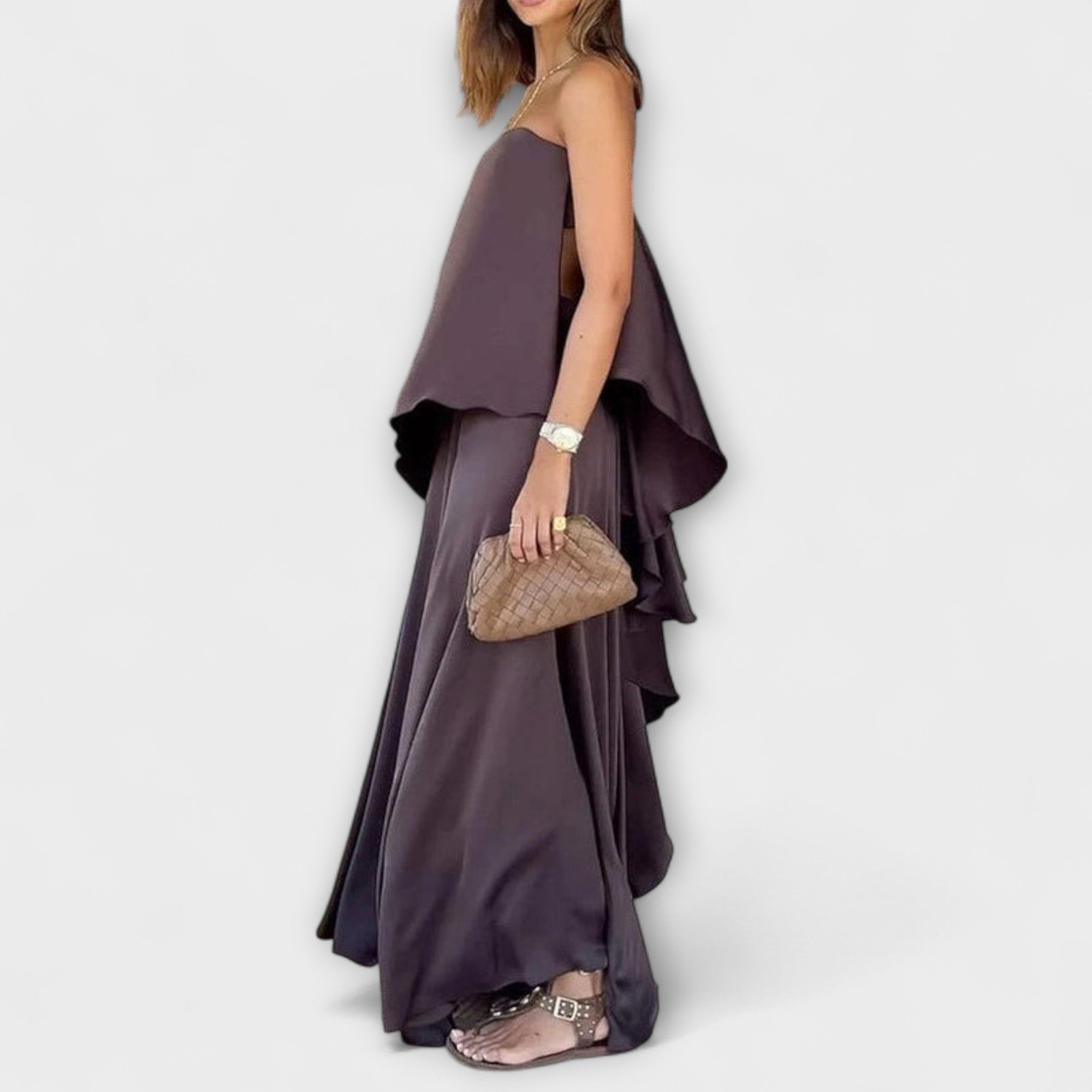 Ruby - Chic Ærmeløs Bandeau Top og Nederdel
