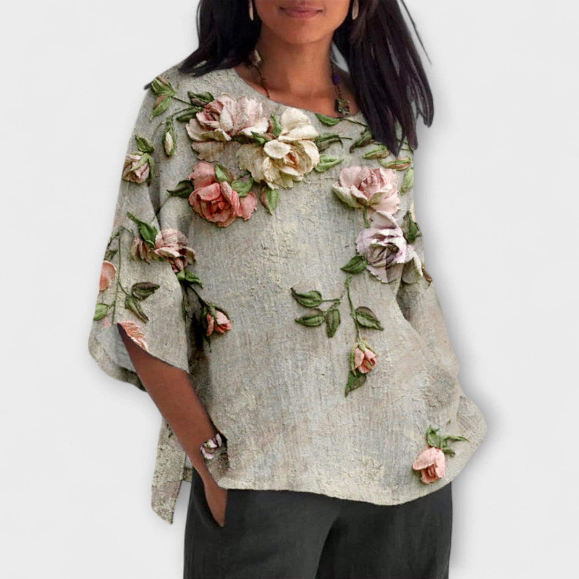 Amelia - Top med Blomsterprint