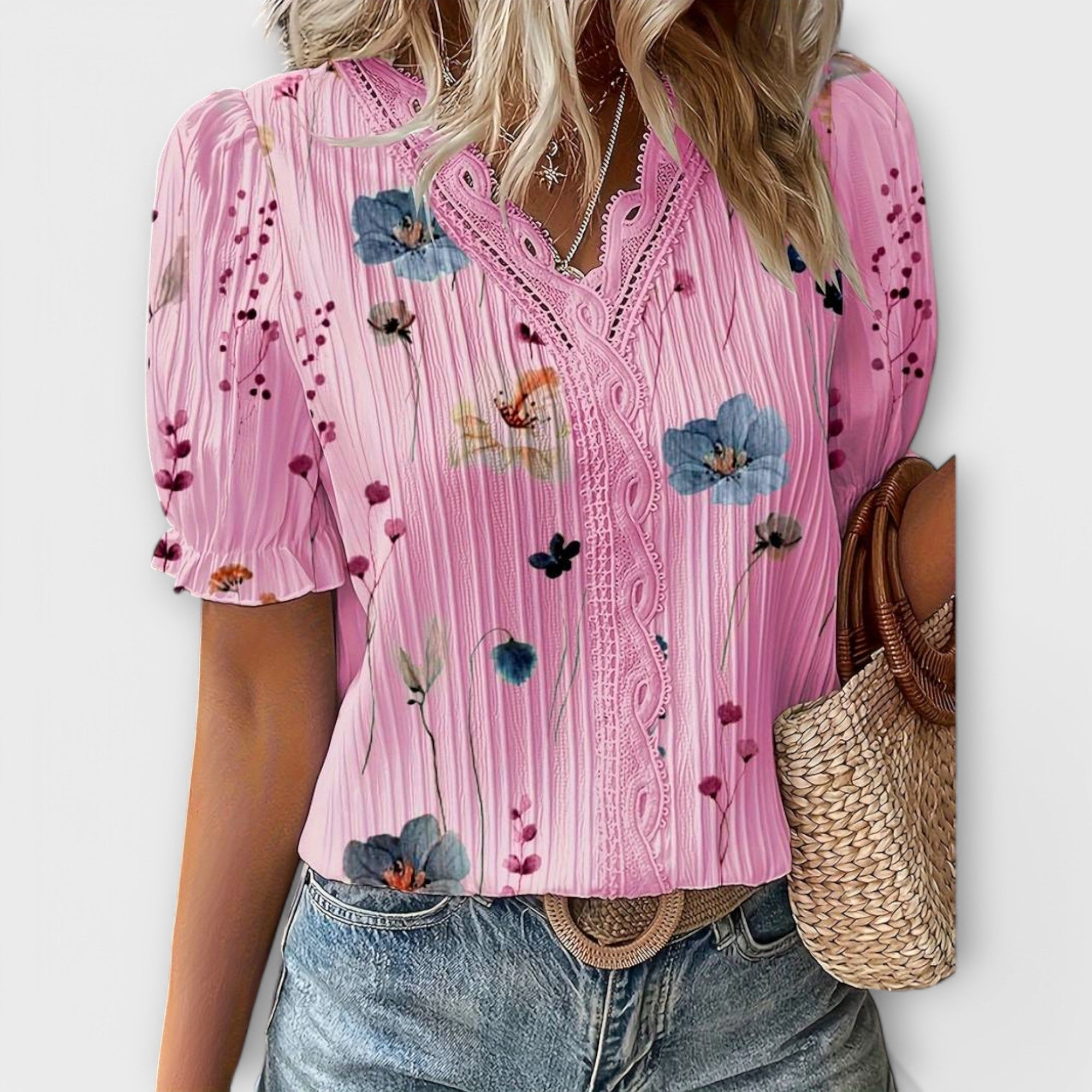 Emily - Fashionabel Bluse med V-udskæring
