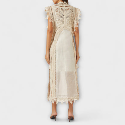 Mira - Vævet Hult Organza Maxi Kjole