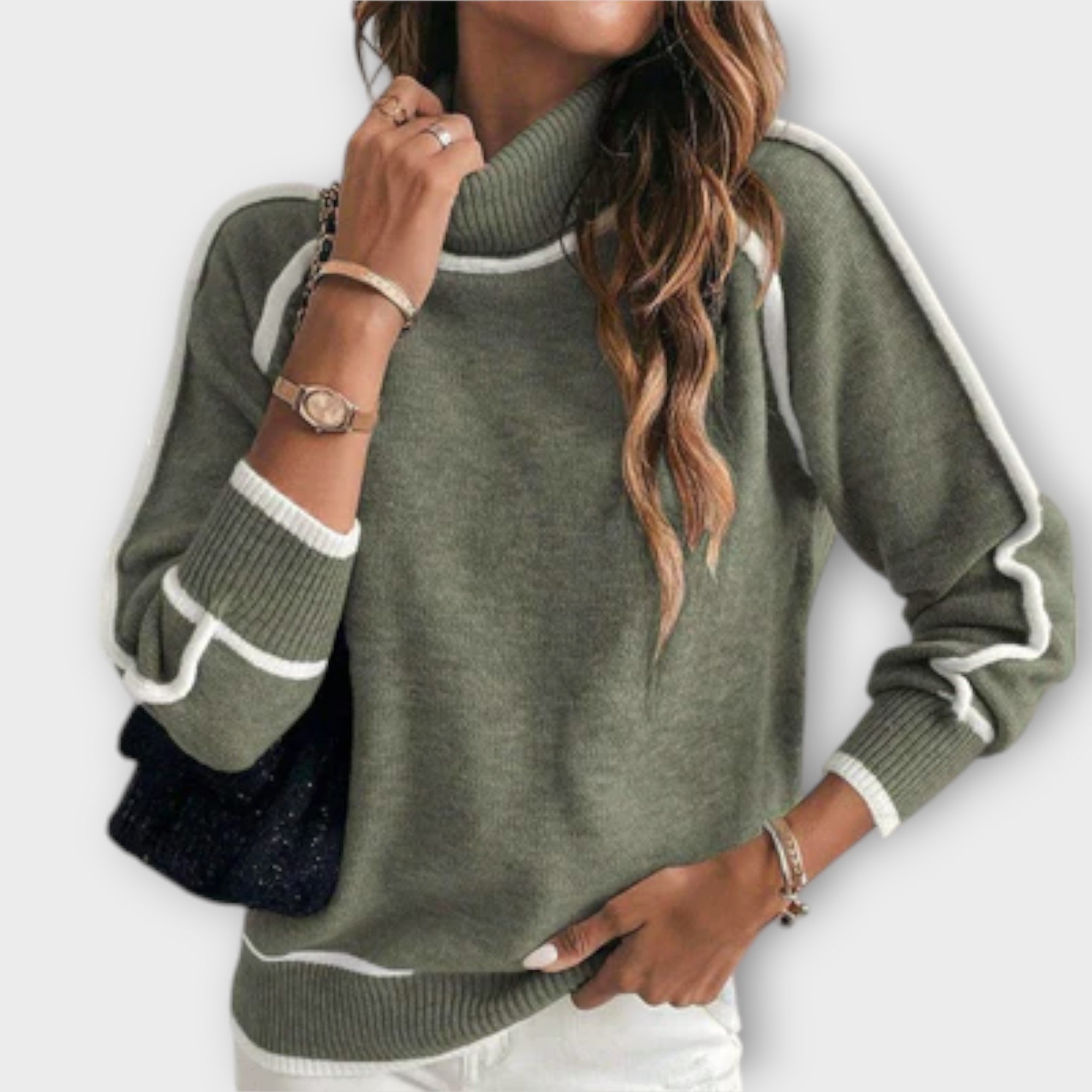Christine - Luksuriøs Olivengrøn Strikket Sweater