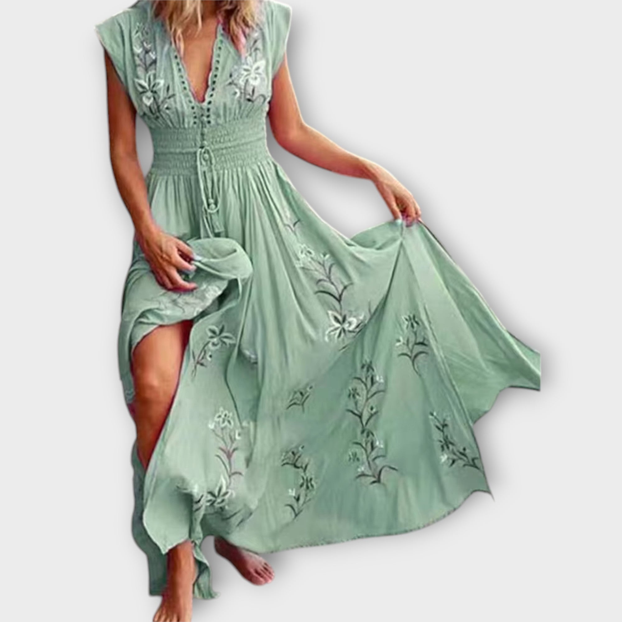 Felizia – Boho Kjole med Fortryllende Broderi